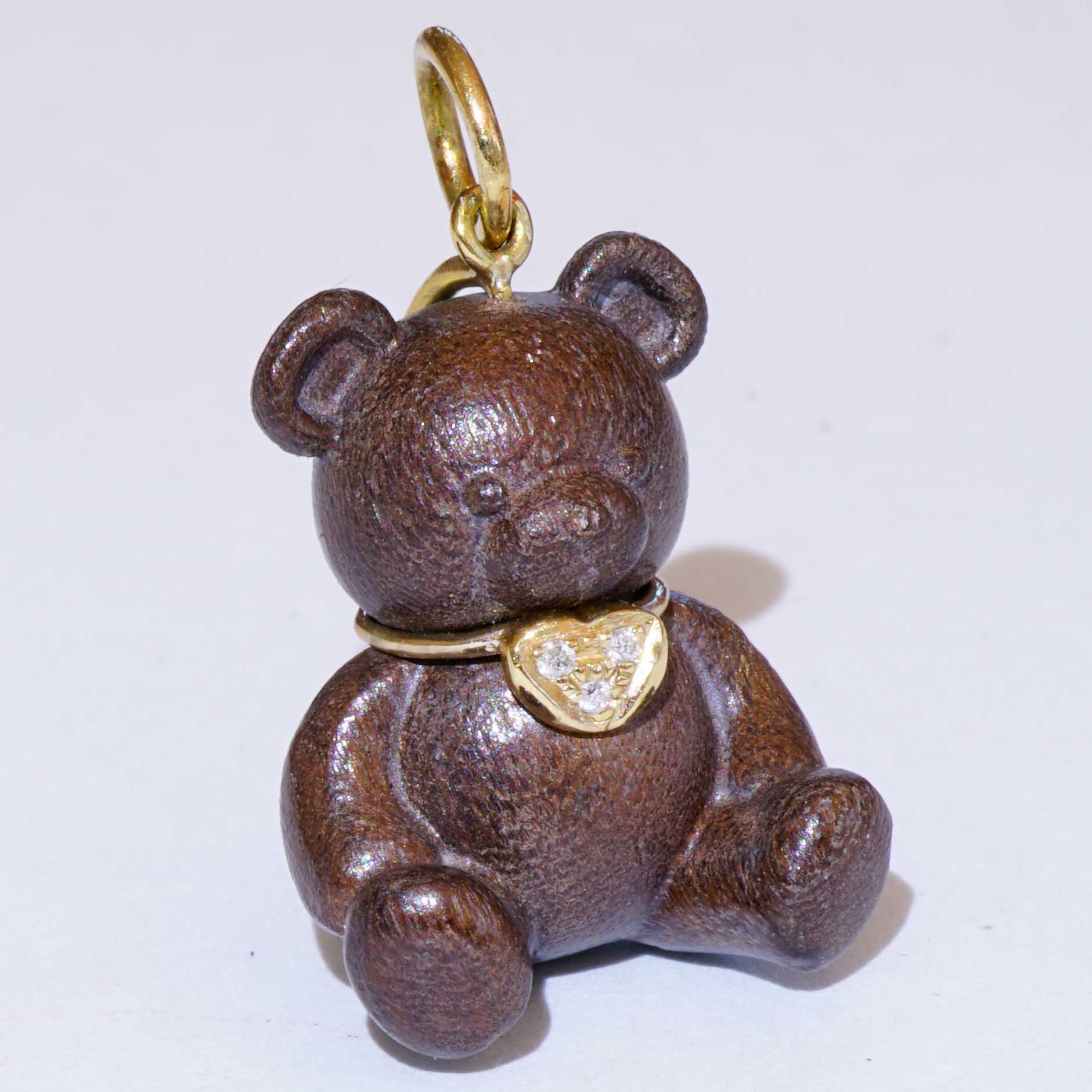 Brillant Anhänger Teddybärchen mit Herz 750er Gelbgold 24 x 14 x 12 mm zuckersüüs