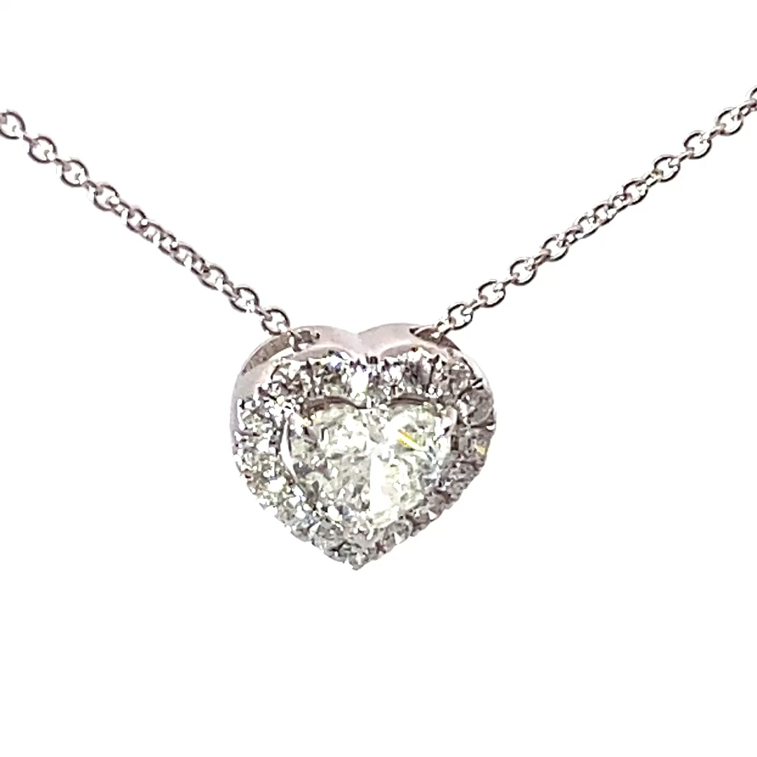 Anhänger mit Brillant HERZ 0.70 ct F SI1 5.40-6.02x3.66 mm GIA Gutachten 750er Weissgold
