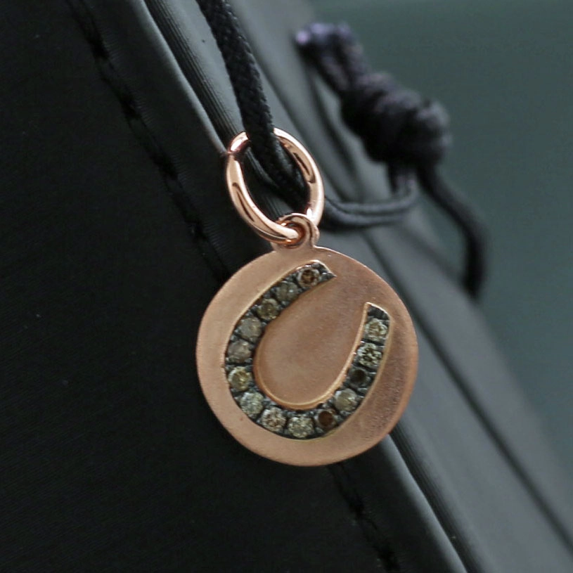Brillant Anhänger in 750er Rosegold Hufeisen 0.10 ct braune Diamanten