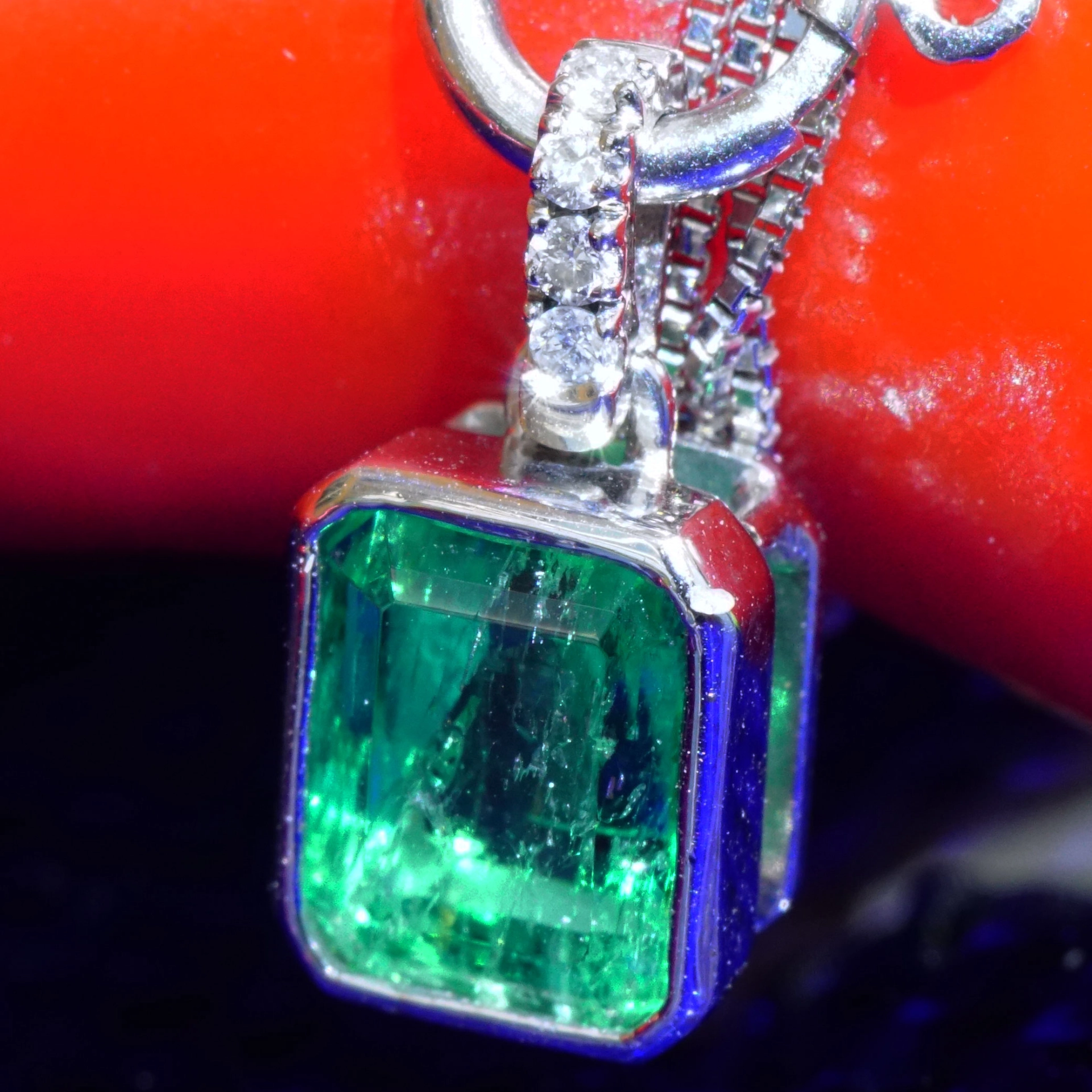 Smaragd Anhänger  900er Platin 1.07 ct ...echte Kolumbianer machen Spaß