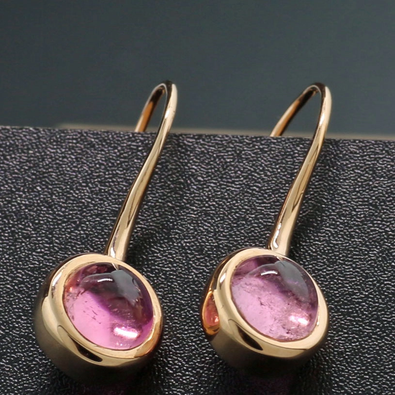 Turmalin Ohrhänger lang in 750er Rosegold