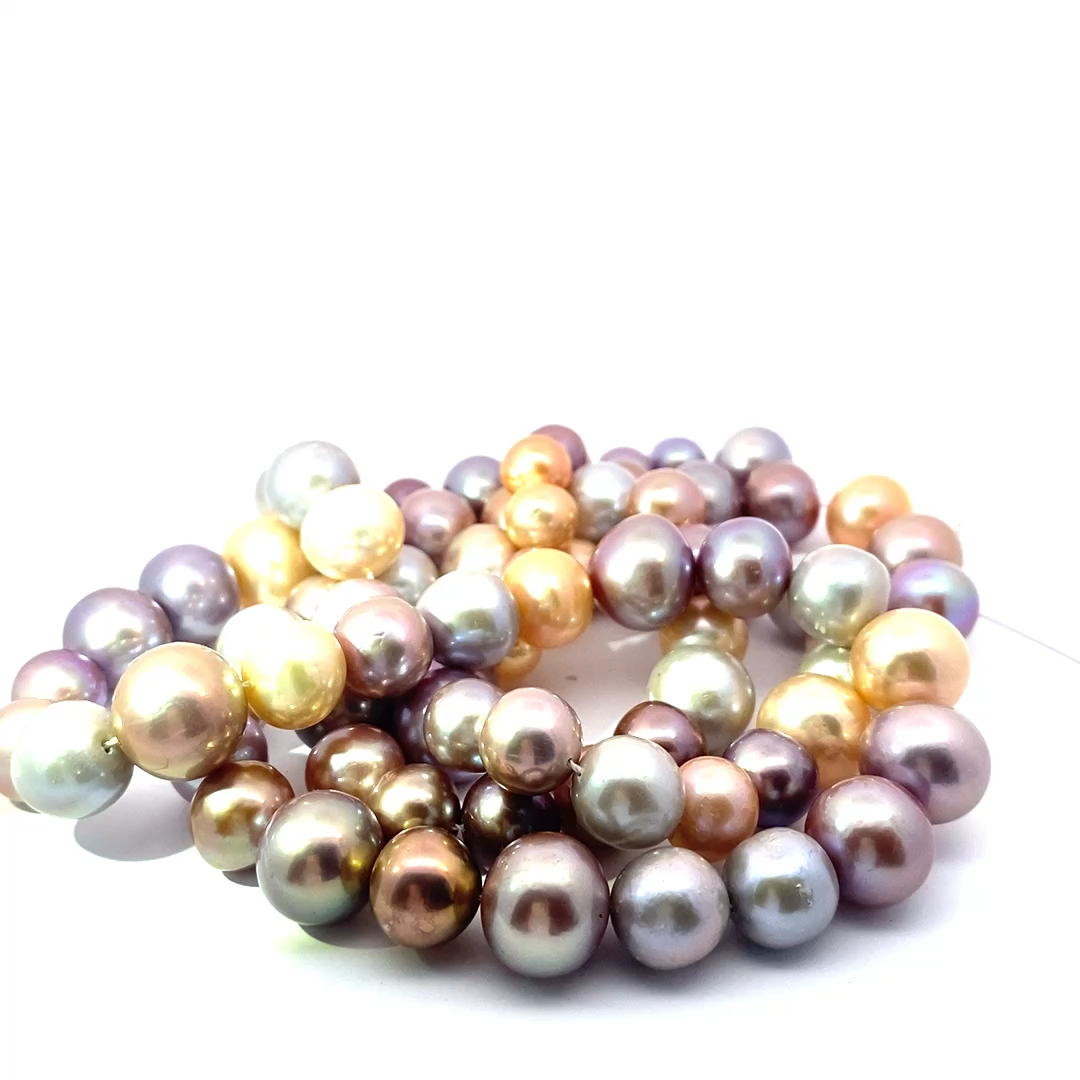Ungewöhnlicher Opera Ming Perlen Strang 8 bis 14 mm in Potato Formen 90 cm lang Multifarben toller Lüster AAAA