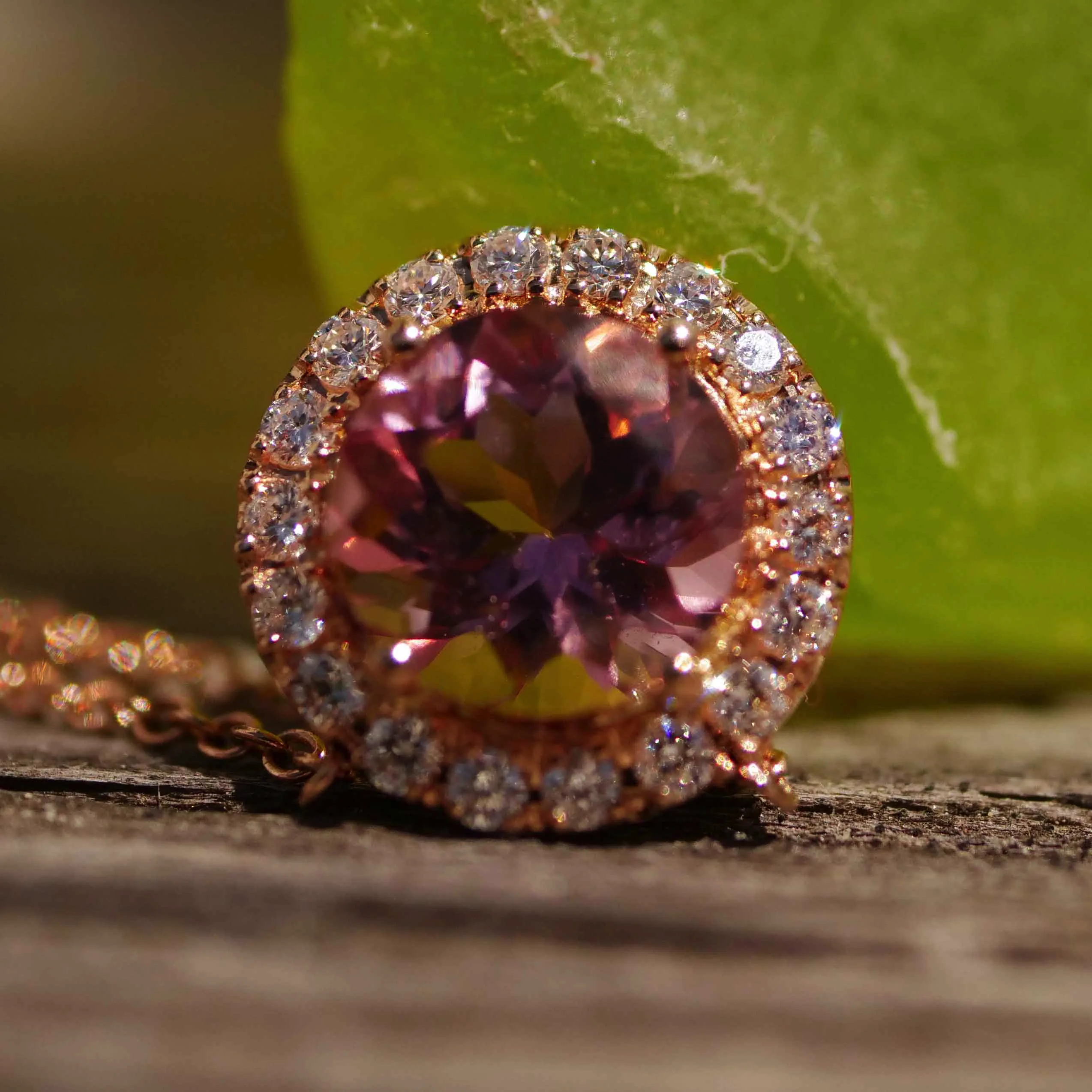 Turmalin Brillant Collier 750er Rosegold...Pink zum Verlieben....ein Hingucker und Launemacher