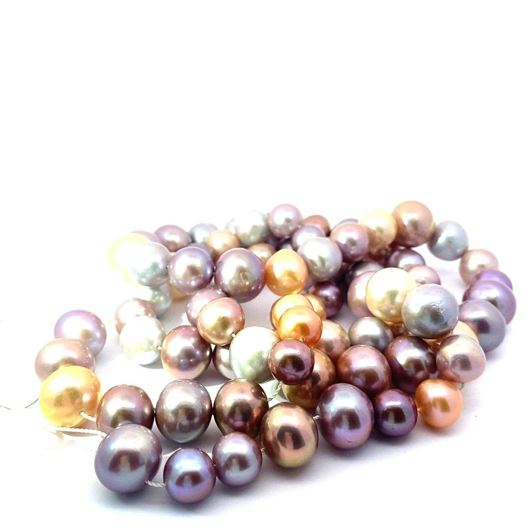 Ungewöhnlicher Opera Ming Perlen Strang 8 bis 14 mm in Potato Formen 90 cm lang Multifarben toller Lüster AAAA