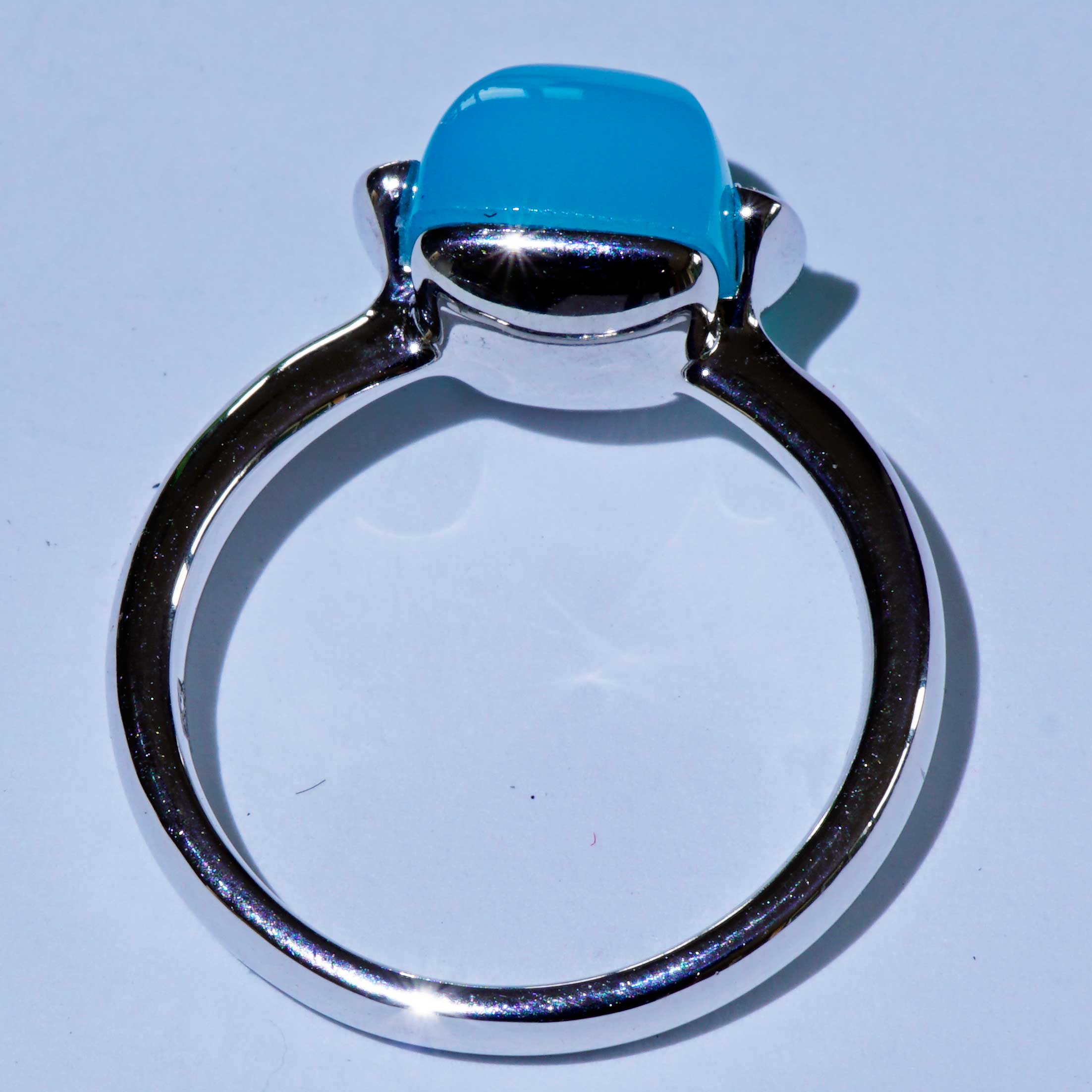 Paraibafarbener Achat Brillant Ring 750er Weissgold sweety Kombinationsring einfach lässig