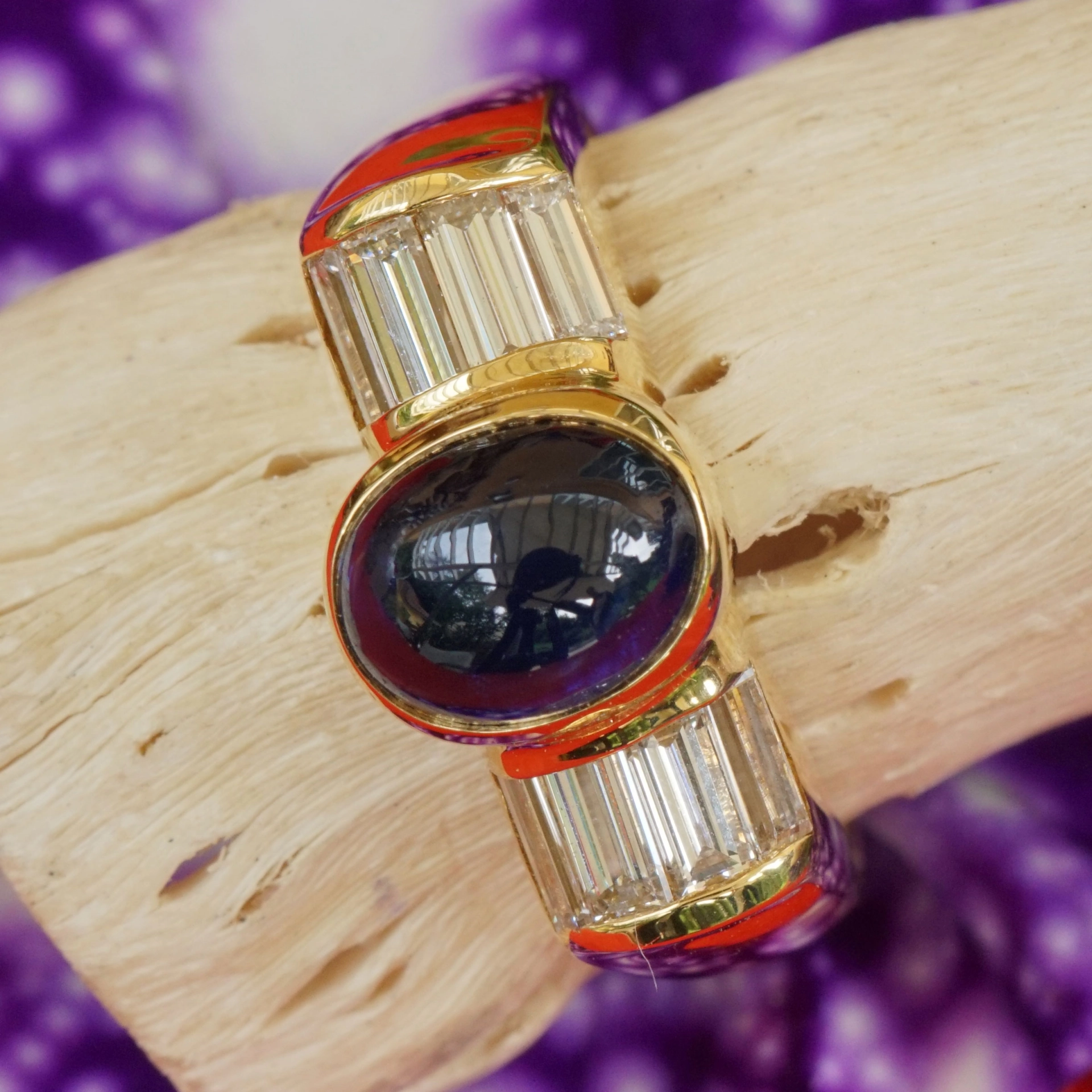 Saphir Diamant Ring hochwertig 750er Gelbgold Beste Edelsteinqualität!