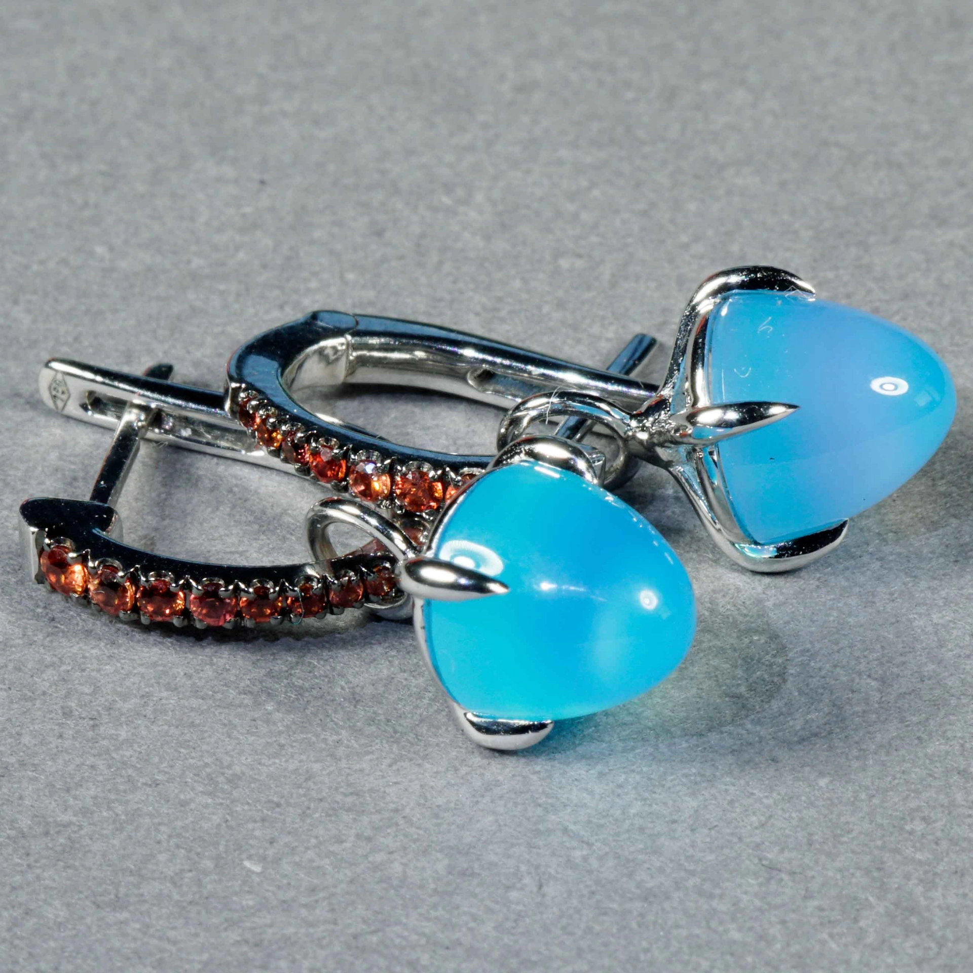 Saphir Paraiba-Achat Ohrhänger 750er Weissgold...Italienische Lebensfreude pur