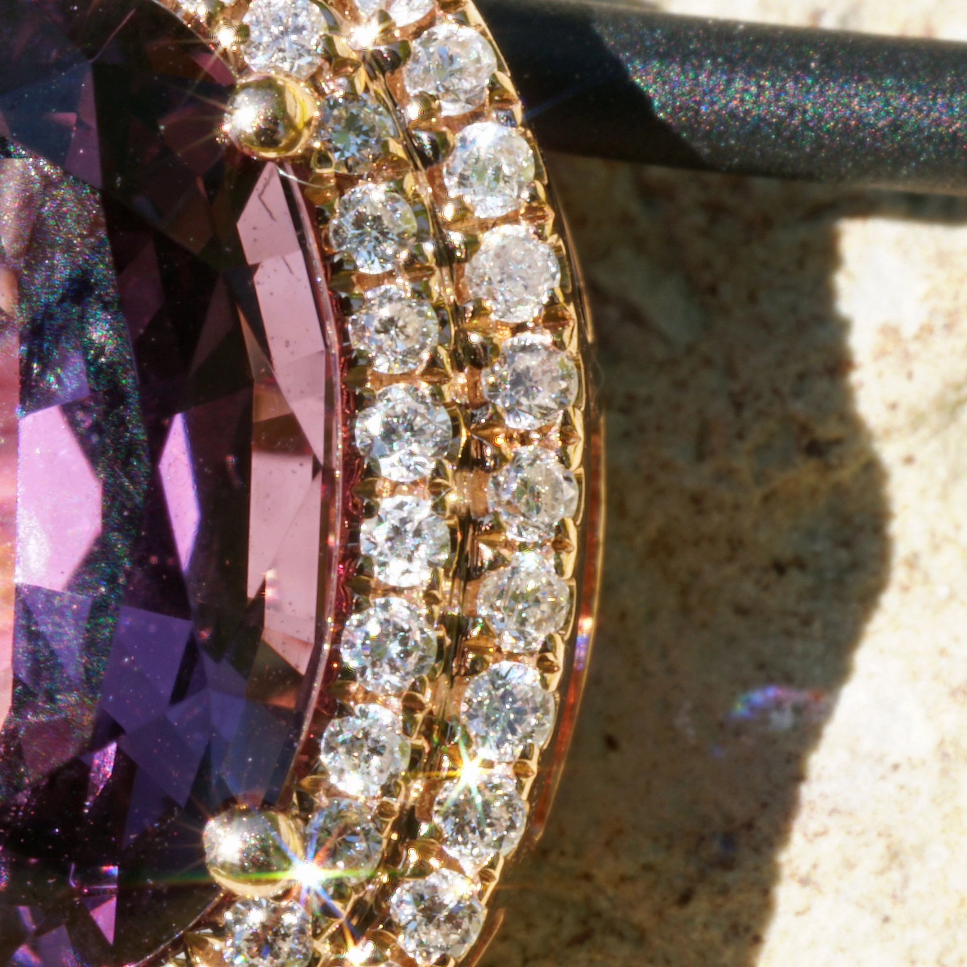 Spinell Brillant Anhänger 2.57 ct 0.19 ct violett Mine Tansania unbehandelt TOPQUALITÄT 750er Rosego