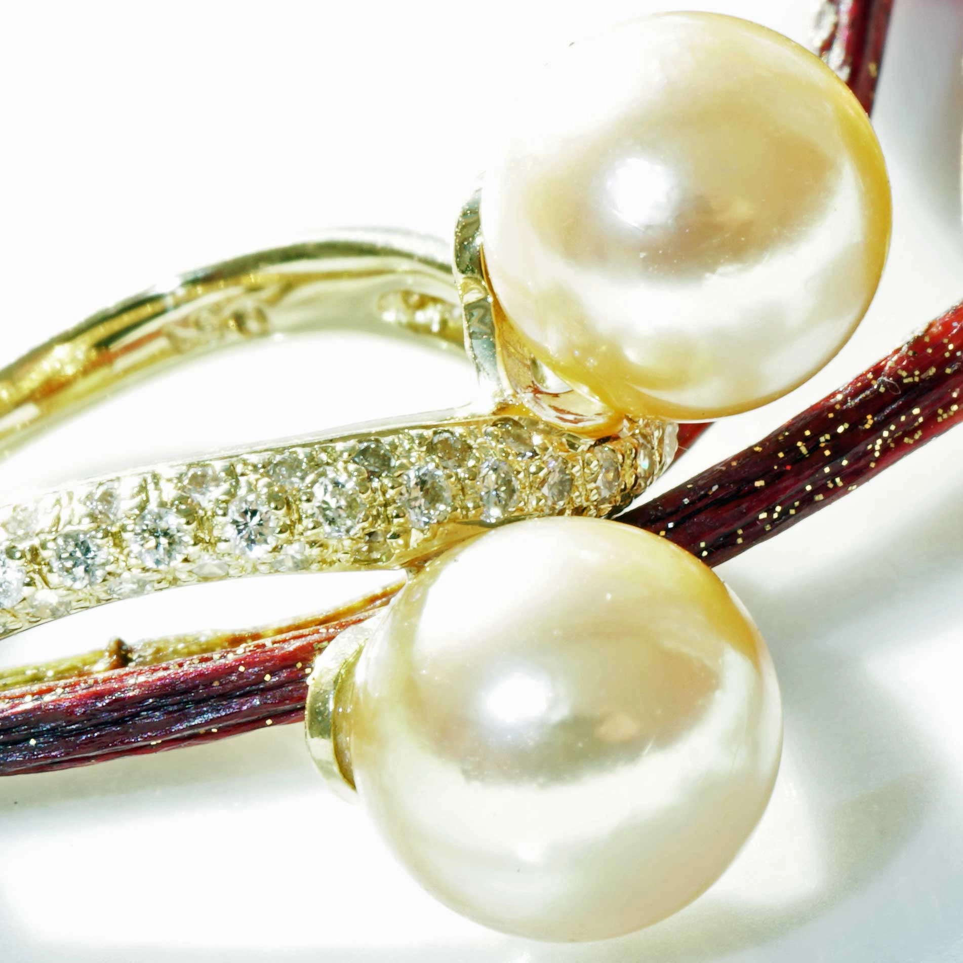 Südsee Zuchtperl Brillant Ring in 750er Gelbgold 0.51 ct 9.3/9.6 mm D. goldfarben feiner Lüster