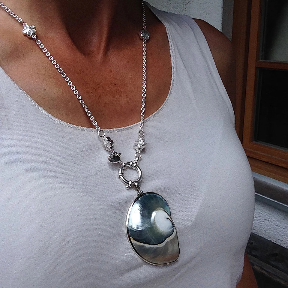 Nautilus-Anhänger, 925er-Silber,Handarbeit,