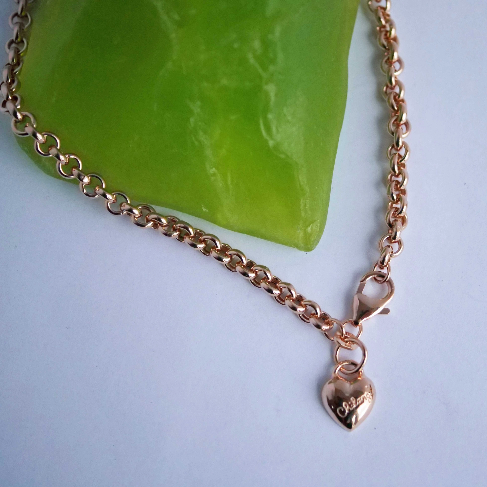 Chilango Rollo Chain fine Luxury 45 cm 925er Silber 18kt rosevergoldet 5 mm breit soo massiv