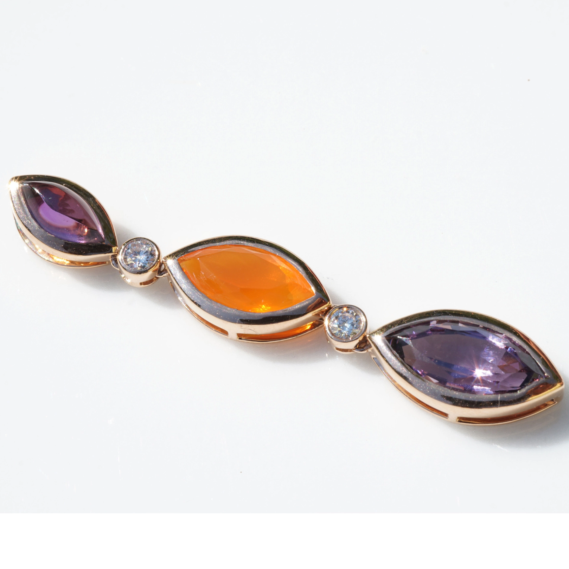 Spinell Feueropal Amethyst Anhänger 750er Roségold m. Brillanten...Halleluja