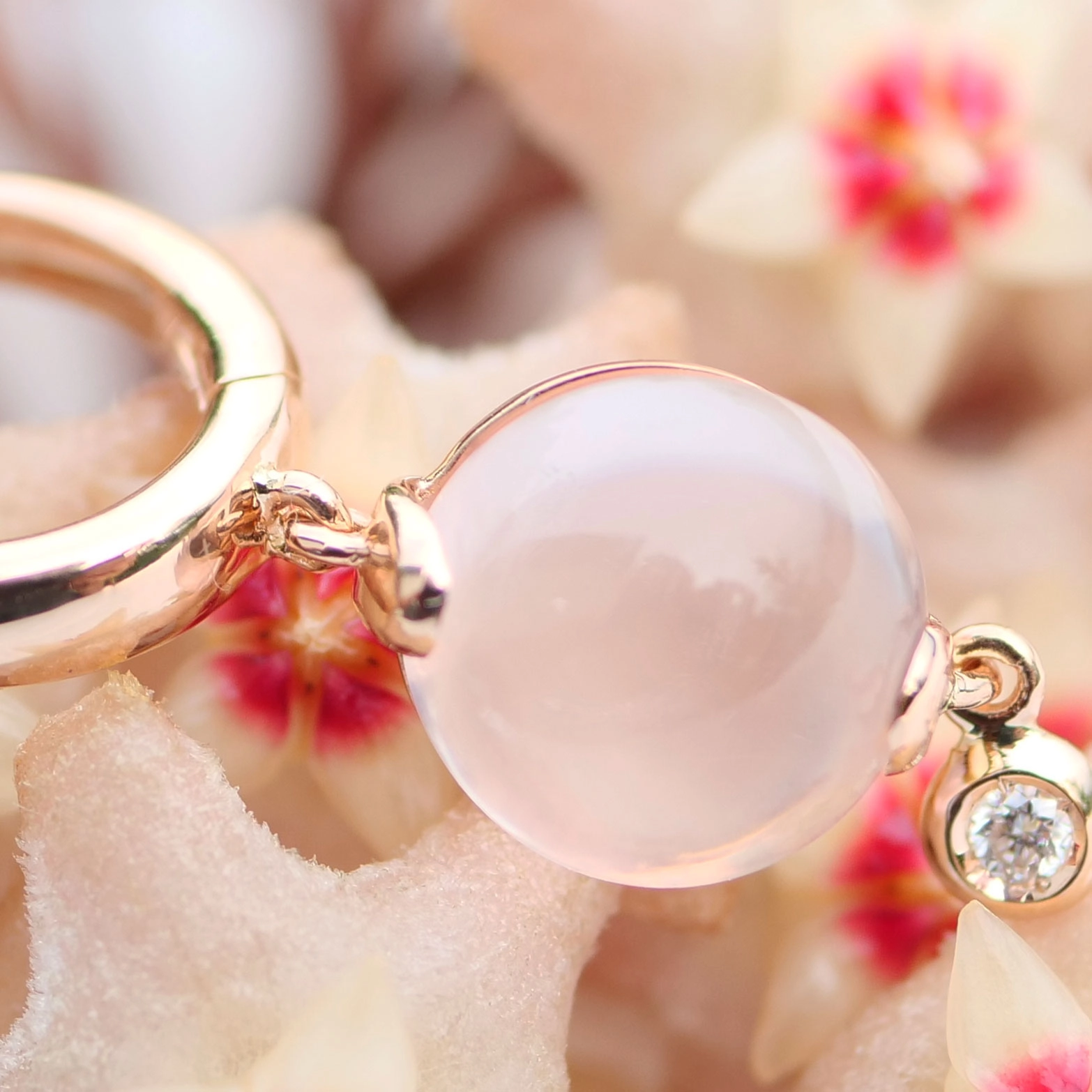 Ohrhänger Rosenquarz Brillant 750er Rosegold..Design aus Bella Italia...verzaubern den Tag