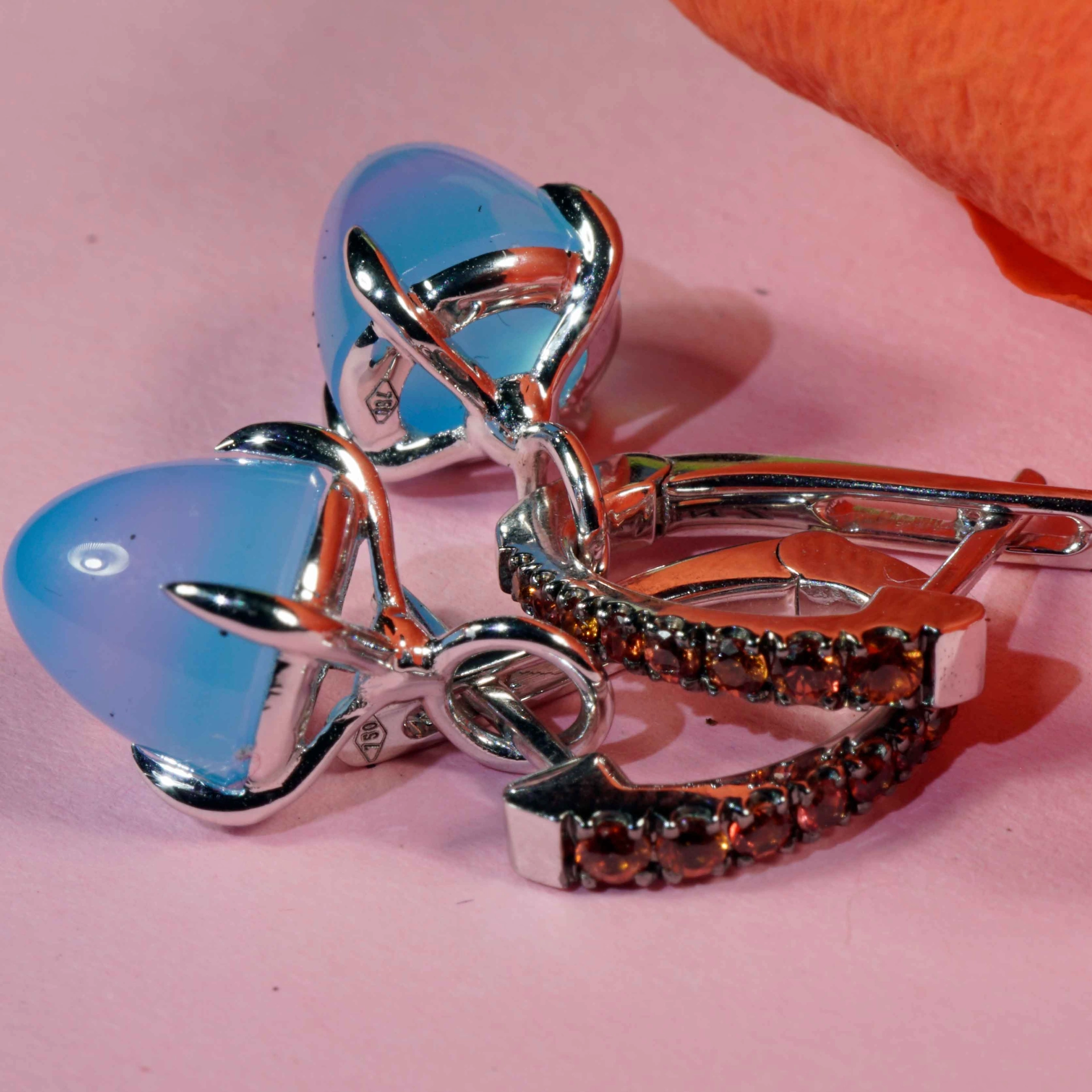 Saphir Paraiba-Achat Ohrhänger 750er Weissgold...Italienische Lebensfreude pur