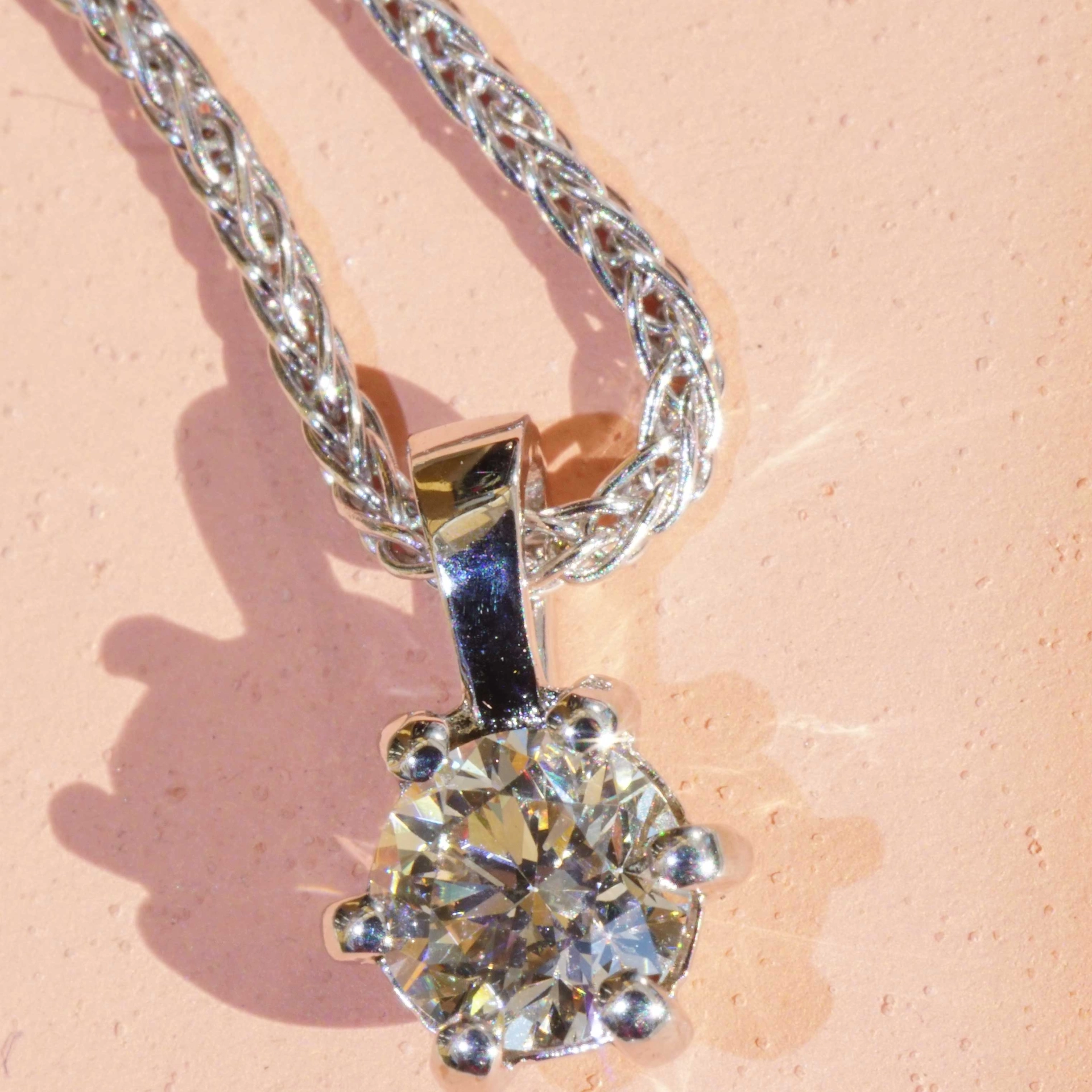 Brillant Ring Anhänger Ohrstecker 750er Weissgold Set 1.20 ct Getönt VS Silhouette Schmuck