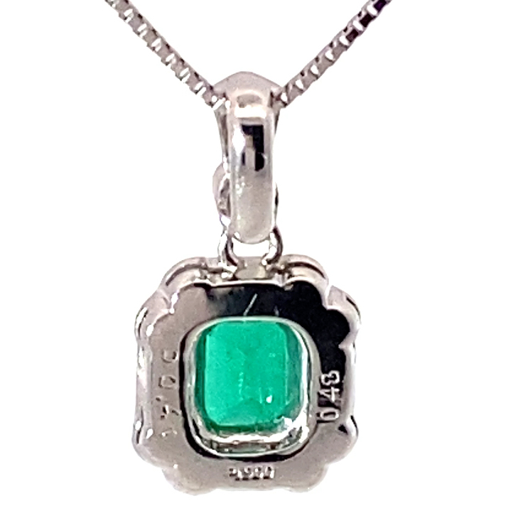 Vivid Green Smaragd Brillant Collier 900er Platin 0.48 ct 0.41 ct Kolumbien