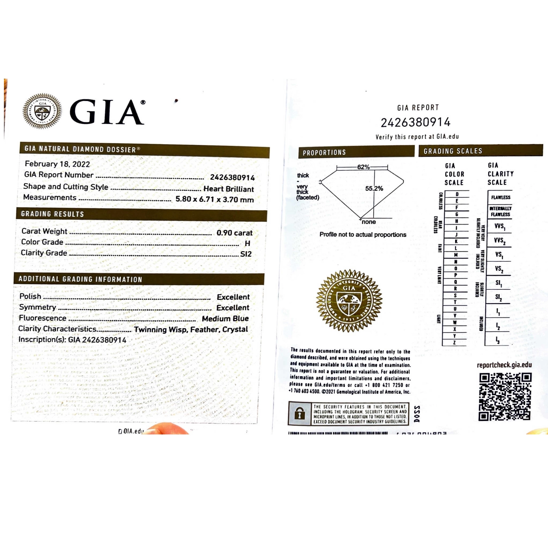 Anhänger mit Brillant HERZ 0.90 ct D SI2  5.80 x 6.71 x 3.70 mm GIA Gutachten 750er Weissgold