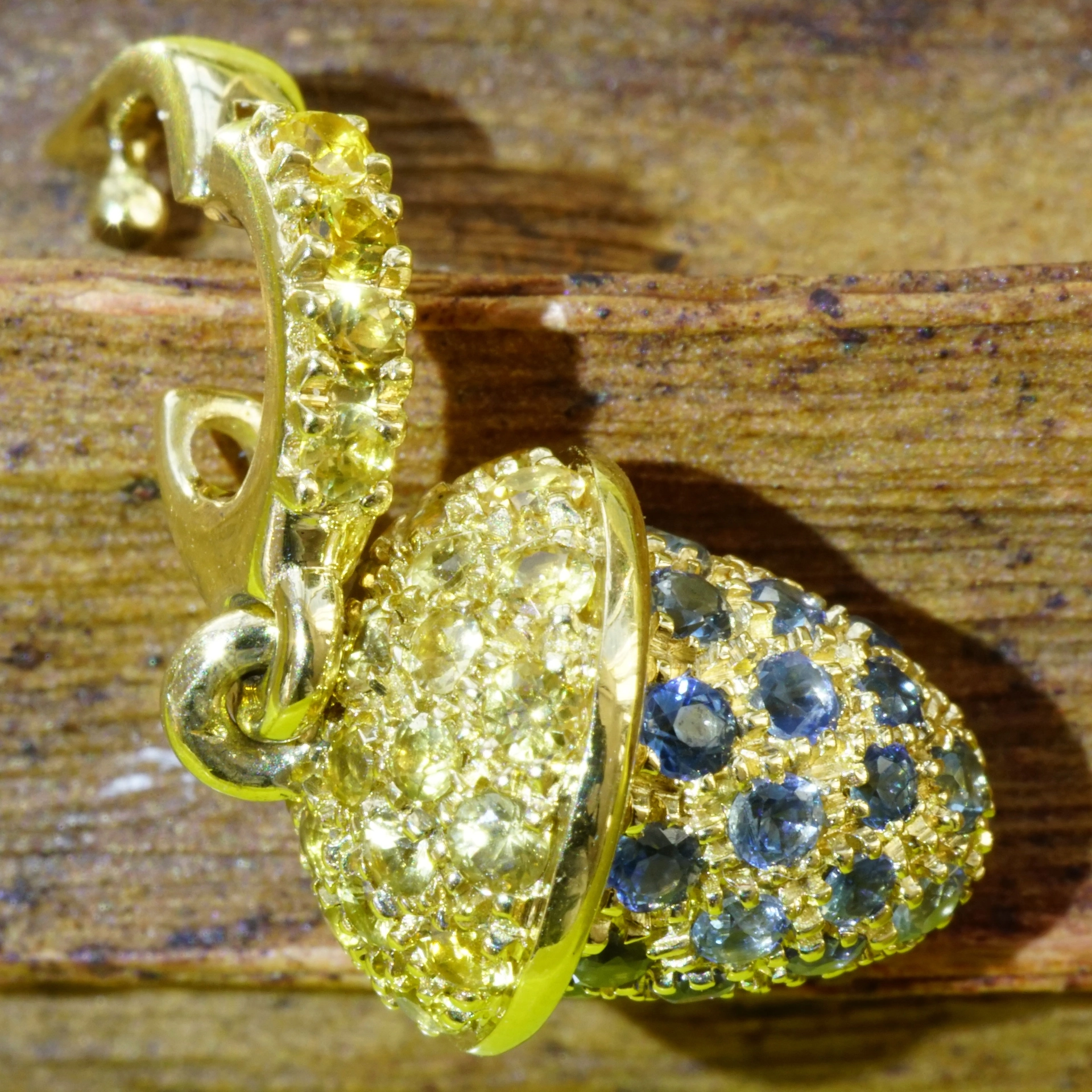 Saphir Drop Anhänger/Clip 750er Gelbgold...wie niedlich ist der denn..gelb-blau