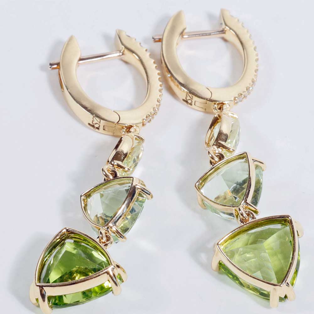 Chrysoberyll Turmalin Peridot Brillant Ohrhänger 750er Gelbgold 10 ct AAA+...unglaubliches fragiles Farbenspiel
