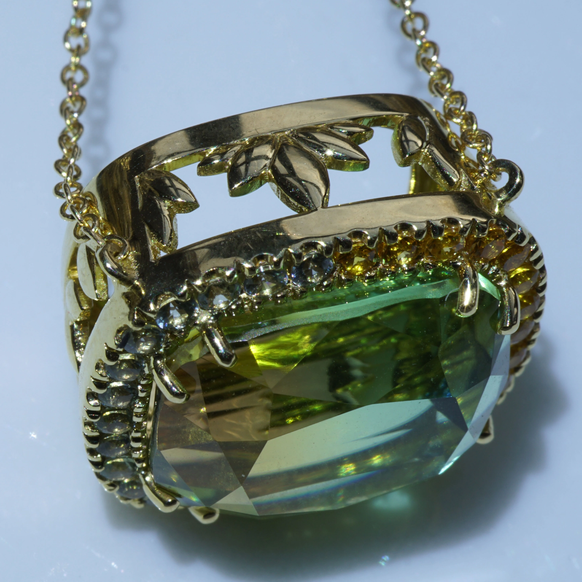 Turmalin Collier 750er Gelbgold 17 ct bicolor AAA+ Afrika grün-gelb....Himmelsfarben