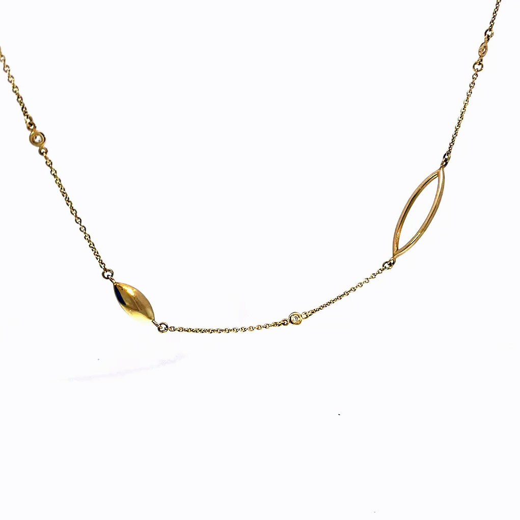 Motion Brillant Collier von Silhouette Schmuck Pforzheim in 585er Gelbgold 0.06 ct W SI