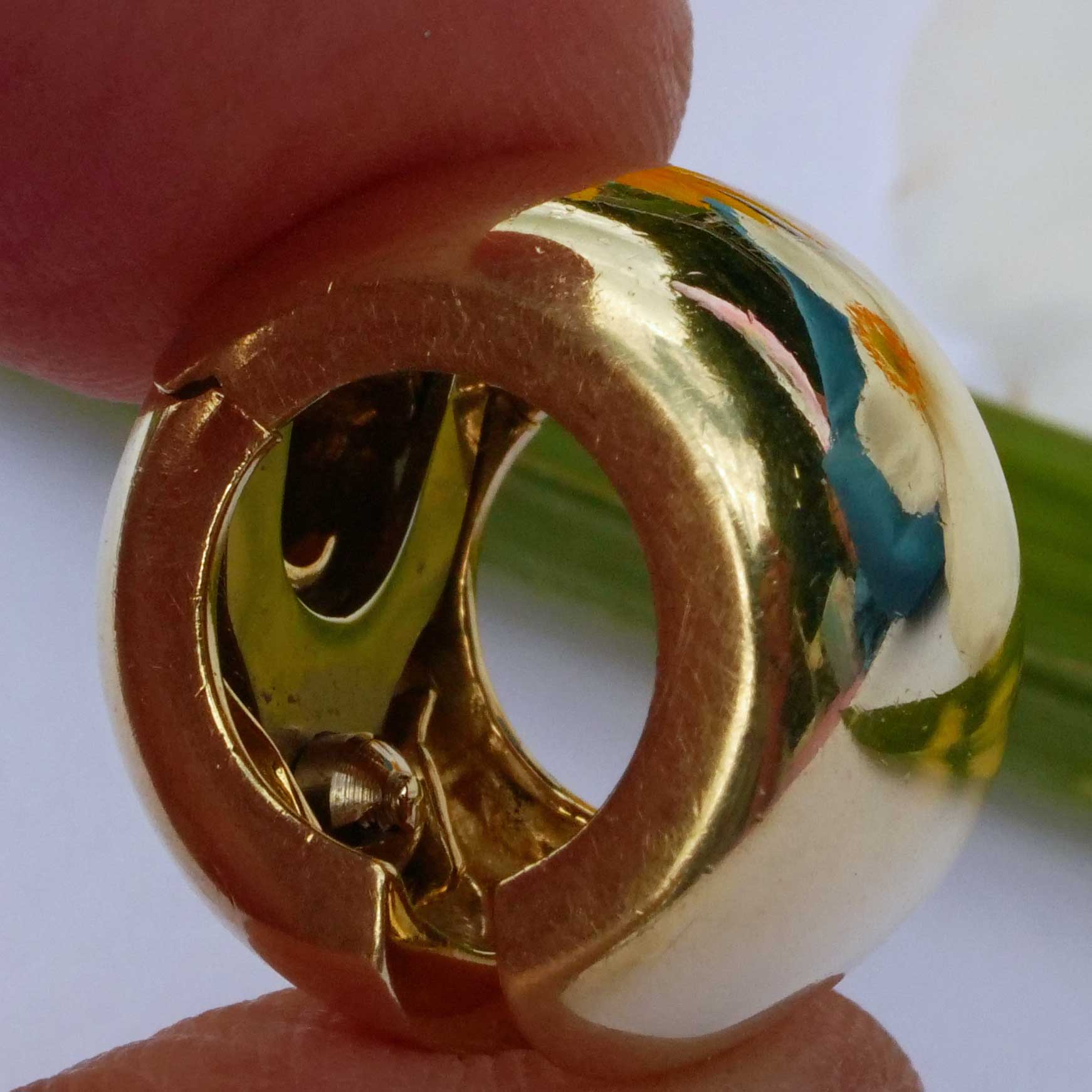 Creolen ohne Stift 750er Gelbgold 13,2 Gramm schwer poliert ideal für Ohrloch Verweigerer 