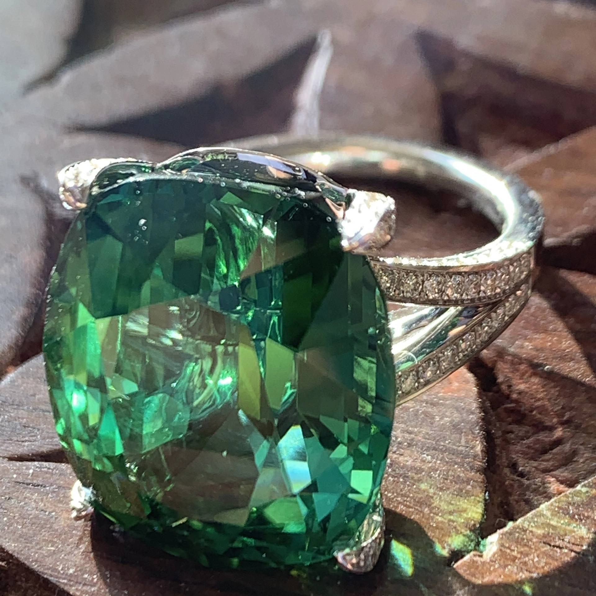 Turmalin Brillant Ring 23 ct 1.10 ct 750er Weissgold Afghanistan unbehandelt..ein Held Deiner Träume