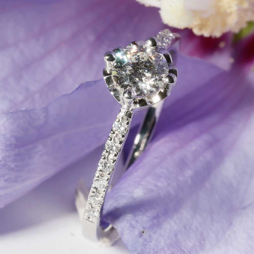 Brillant Ring 0.59 ct G SI2 HALBKARÄTER von  Silhouette Bentner HRD Zertifikat 950er Platin