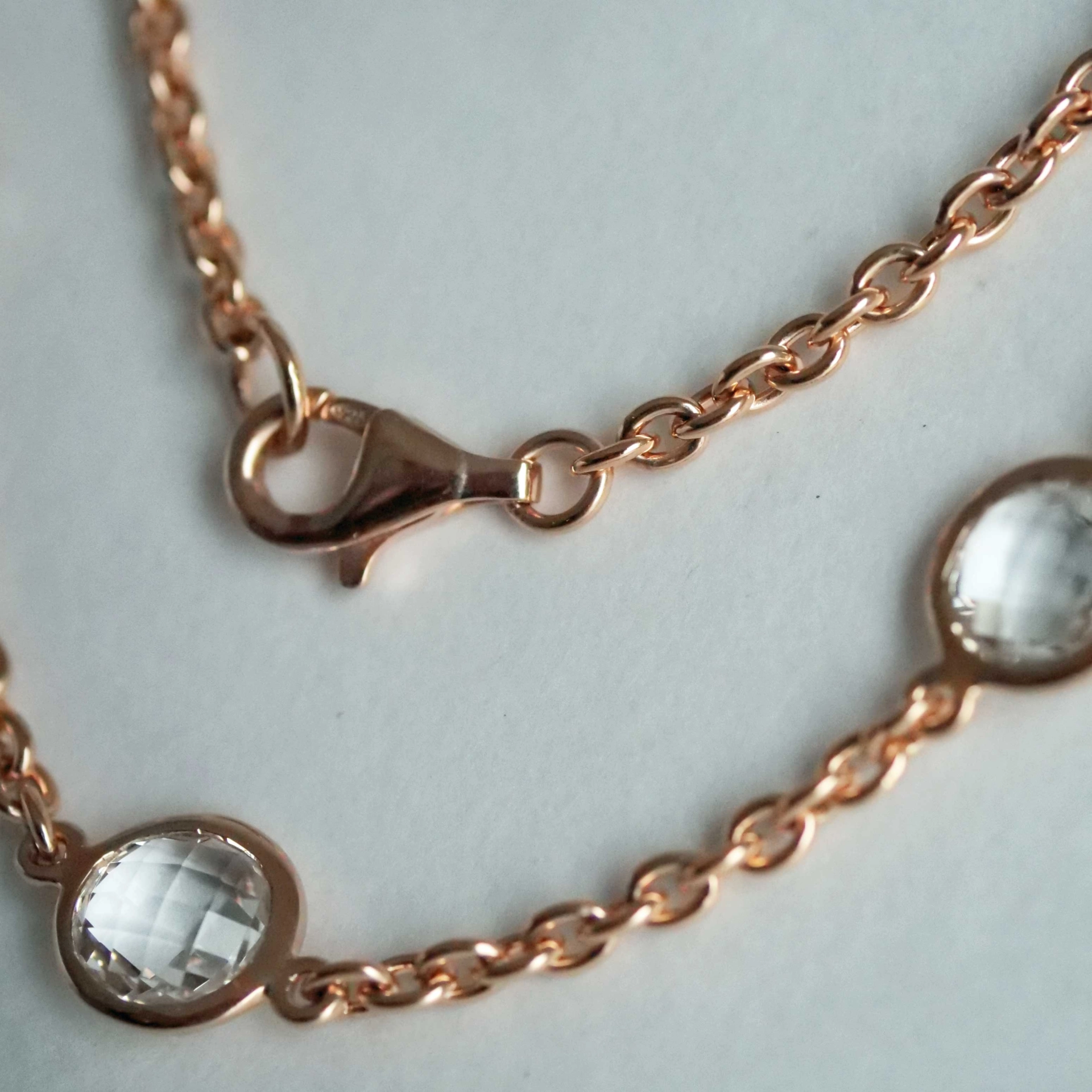 Chilango Kette Grand Palais White Quartz 925er Silber 18 kt Pink Gold Plated 10 mm