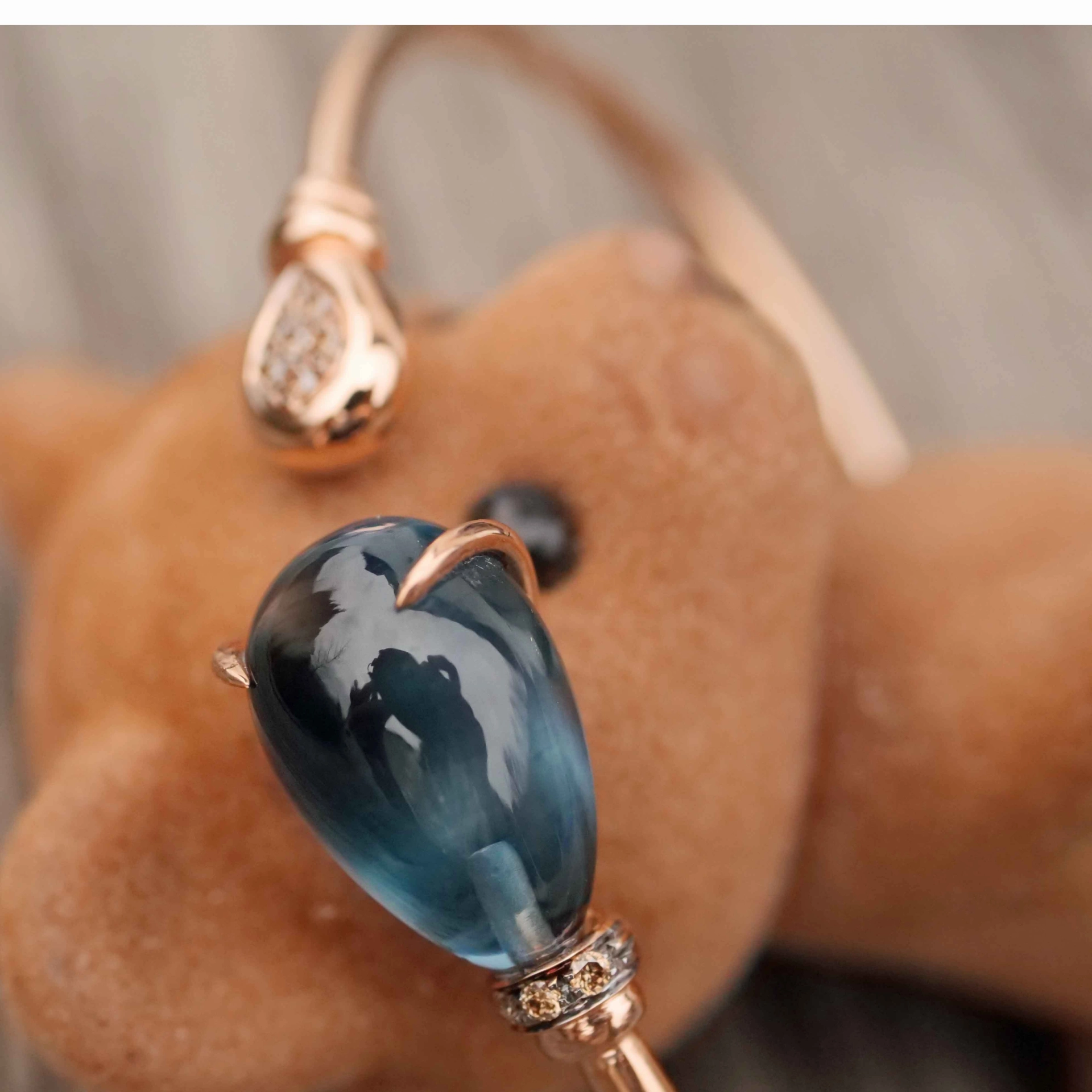 London Blue Blautopas Brillant Armreif 750er Rosegold Valenza .....bella Italia....hochwertige Ausf