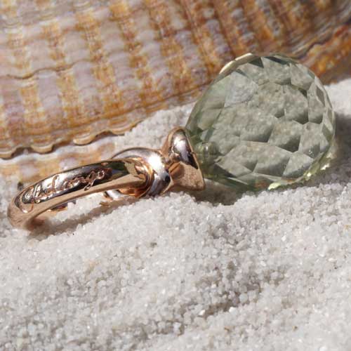 Original Chilango Green Amethyst Anhänger Pample Star 925er Silber rosevergoldet toller Schliff-