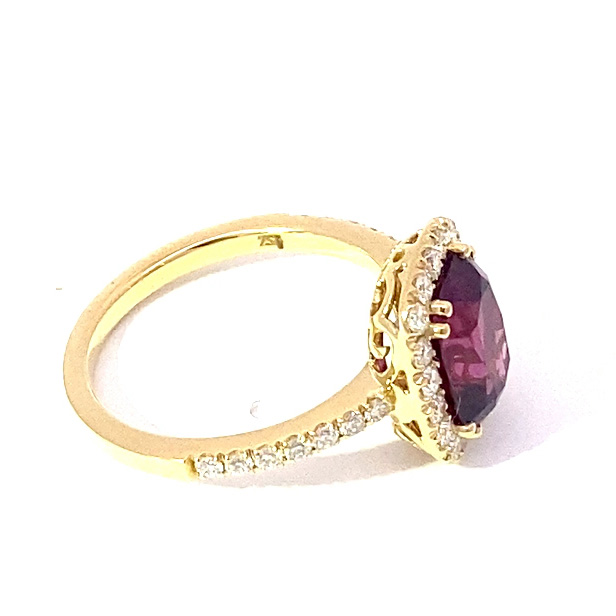 Rhodolith Brillant Ring 3.34 ct 0.55 ct 750er Gelbgold...schöner als der teuerste Rubinring