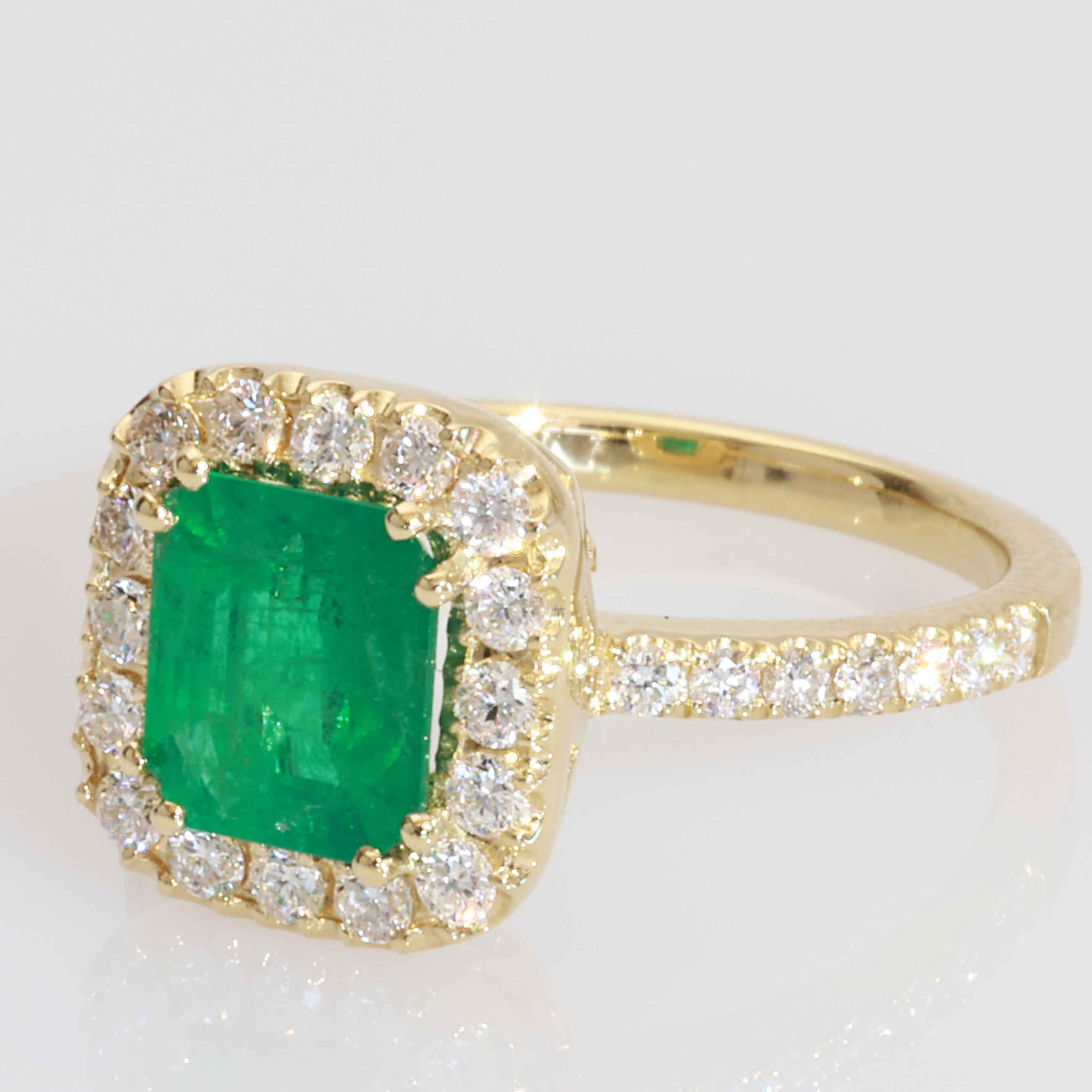 Smaragd Brillant Ring 1.532 ct / 0.55 ct 750er Gelbgold – König der Edelsteine