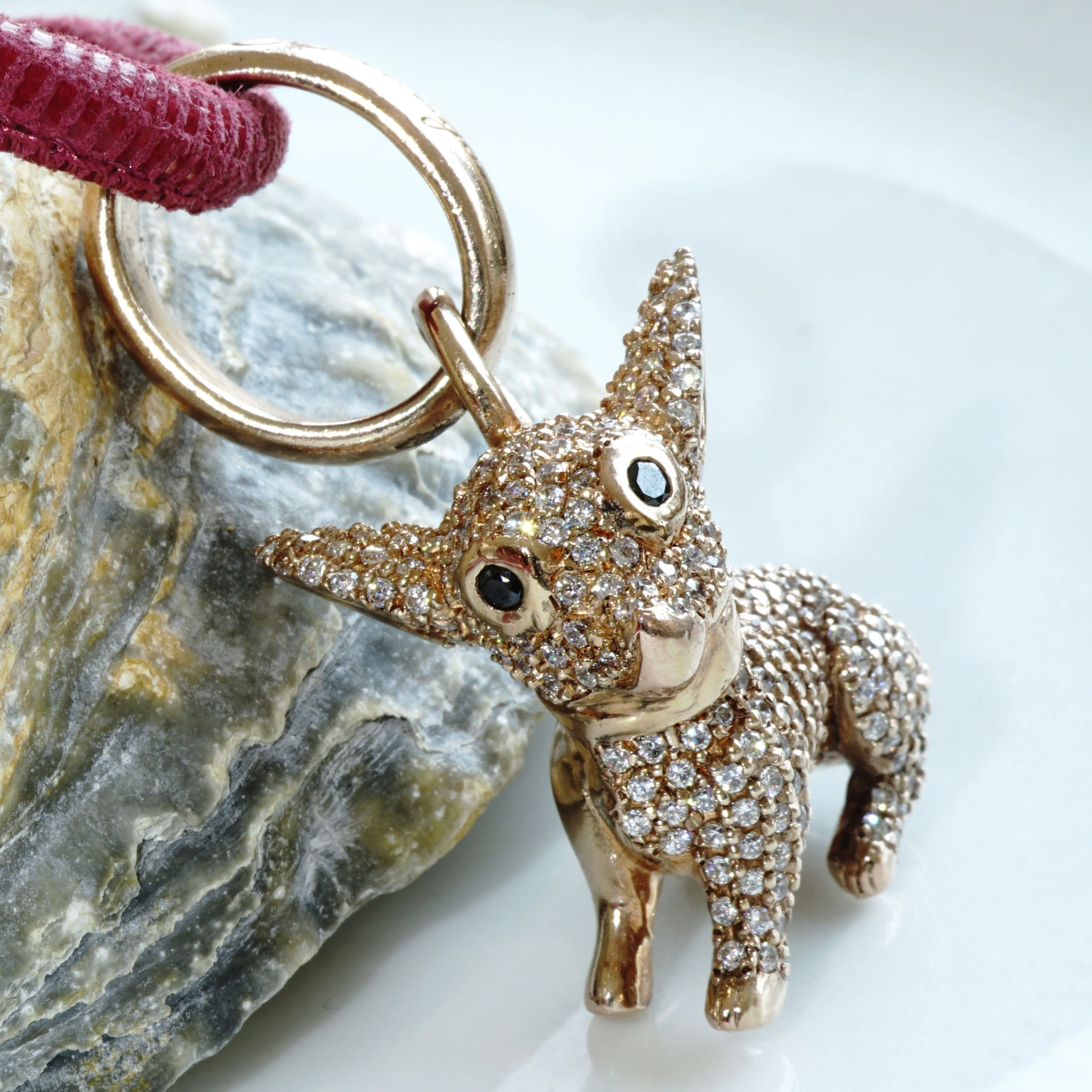 Original Chilango Anhänger Fairytale Dog Crystal 925er Silber Rosegold Plated
