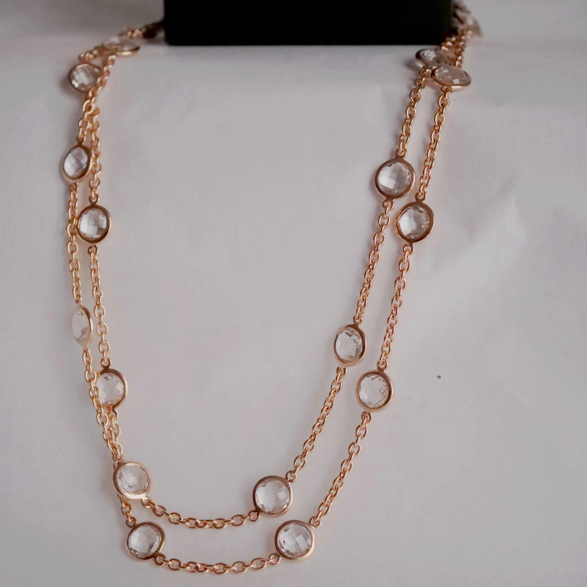 Chilango Kette Grand Palais White Quartz 925er Silber 18 kt Pink Gold Plated 10 mm