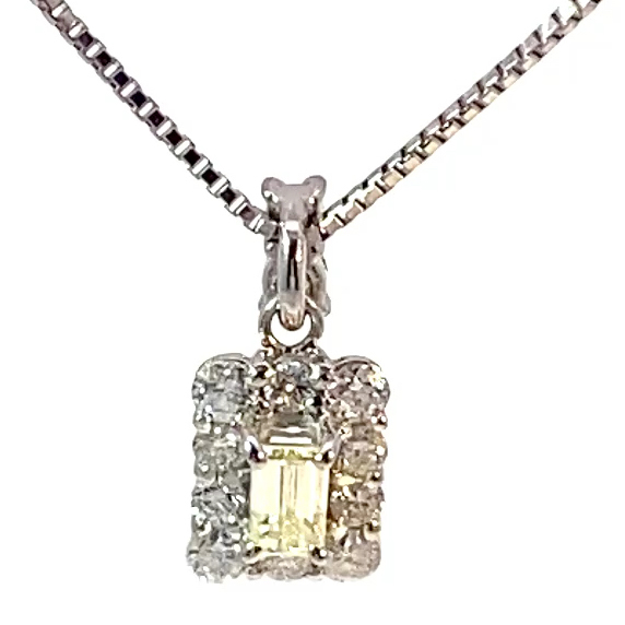 Edler Emeraldcut Solitär Anhänger mit Kette  0.12 ct 0.28 ct 900er 850er Platin....tolles Geschenk
