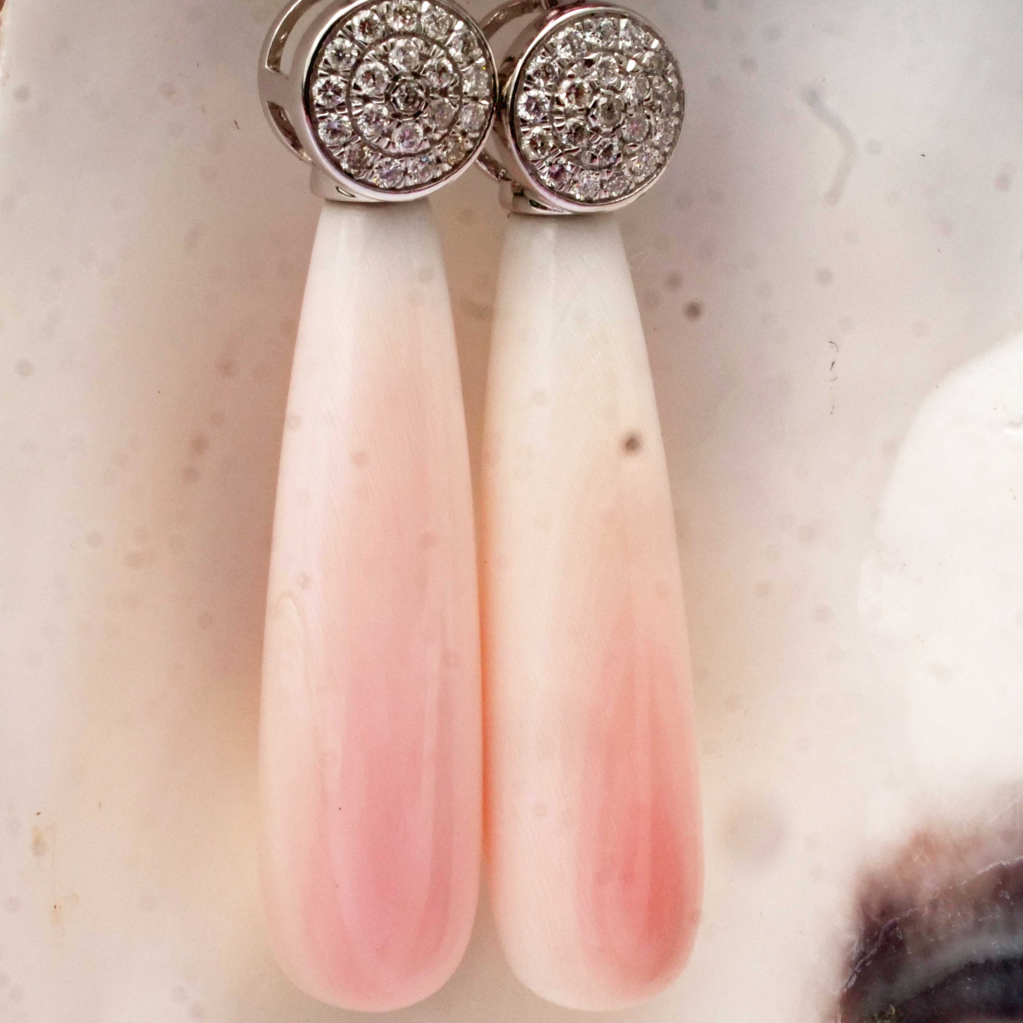 Spinell Brillant Perlmut Ohrhänger 750er Weissgold 0.47 ct TW VS Mine Tadschikistan 2.15 ct tolles Pink