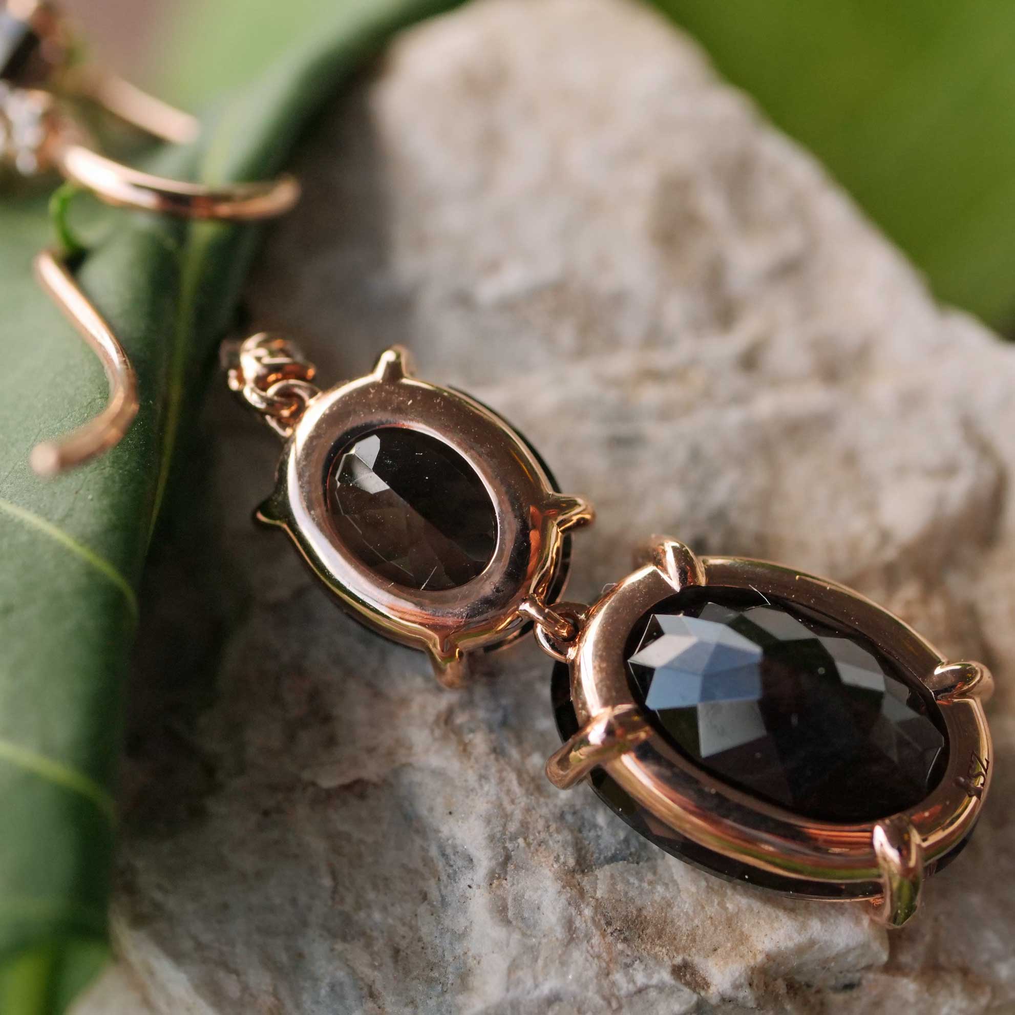 Ohrhänger Rauchquarz Brillant 15 ct 0.10 ct 750er Rosegold, so edel und verzaubern den Tag 