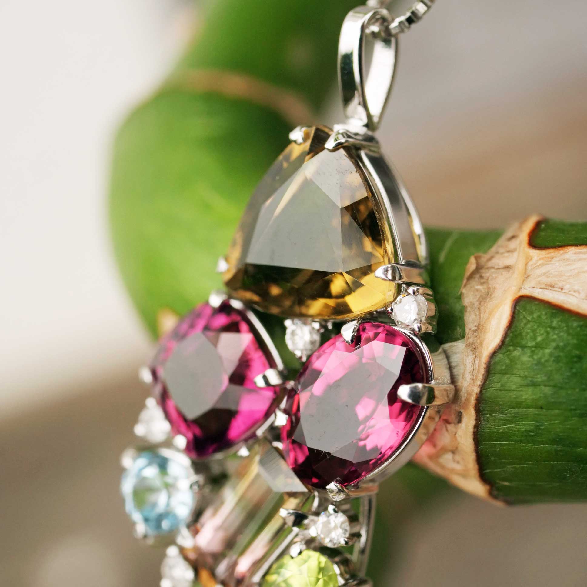 Turmalin Brillant Anhänger 750er Weissgold...seltene Farben...pink, bicolor, gelb total 7 ct