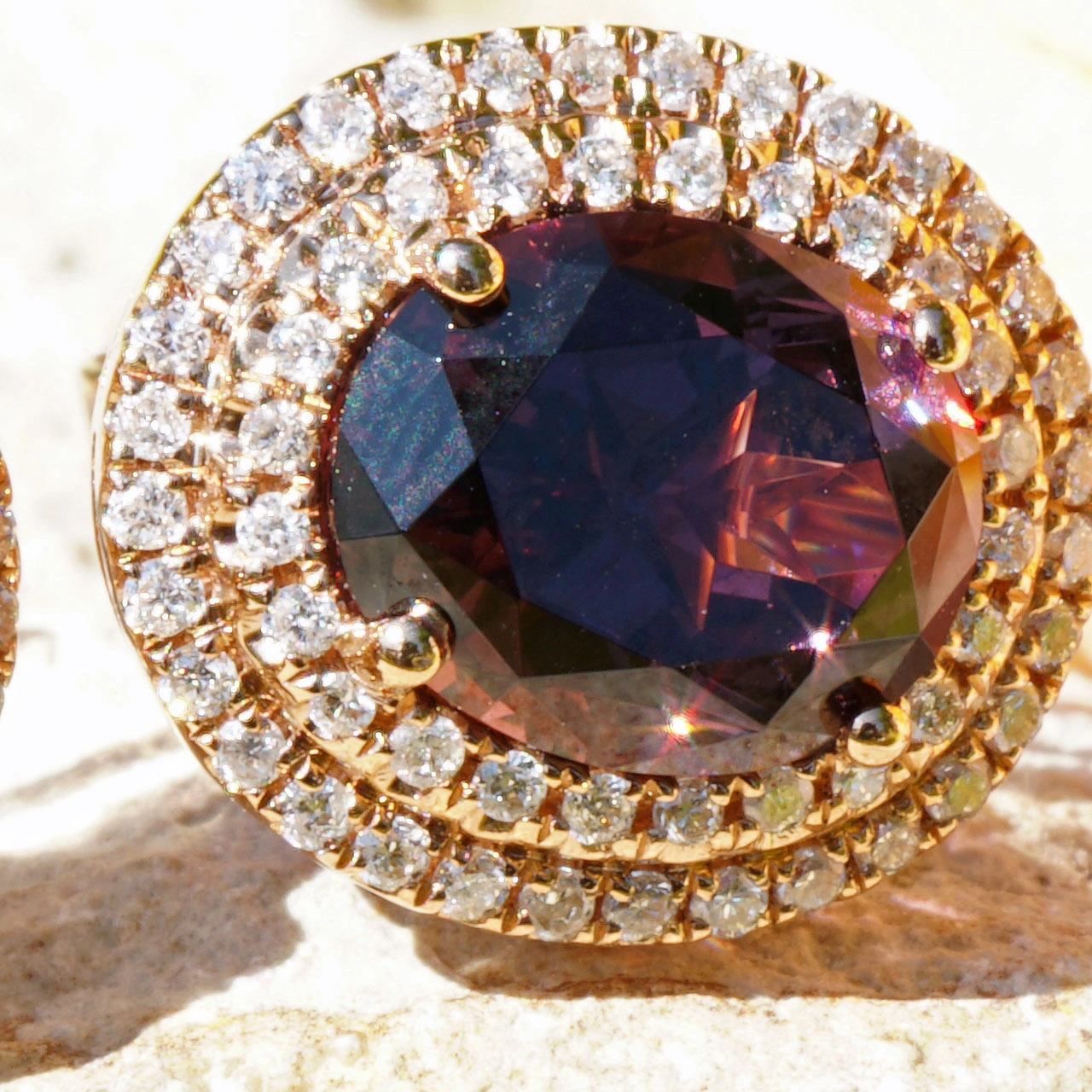 Spinell Brillant Anhänger 2.57 ct 0.19 ct violett Mine Tansania unbehandelt TOPQUALITÄT 750er Rosego