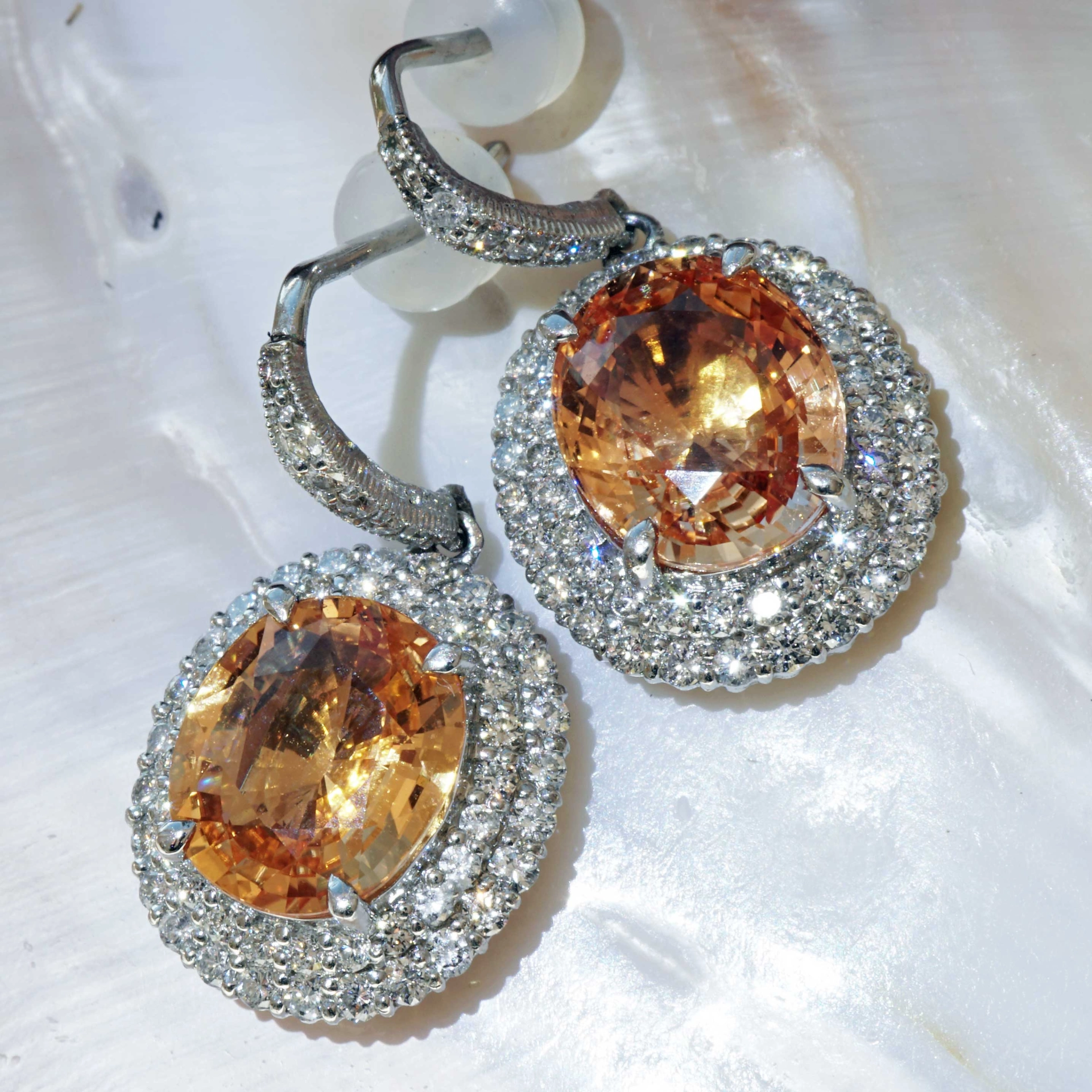 SON03638Saphir-Brillant-Ohrhaenger-in-900-Platin-3-07-ct-4-07-ct-1-14-ct-ORANGE-mit-Zertifikat Saphir Brillant Ohrhänger in 900 Platin 7.14 ct 1.14 ct ORANGE-Pink mit Zertifikat HAMMER!