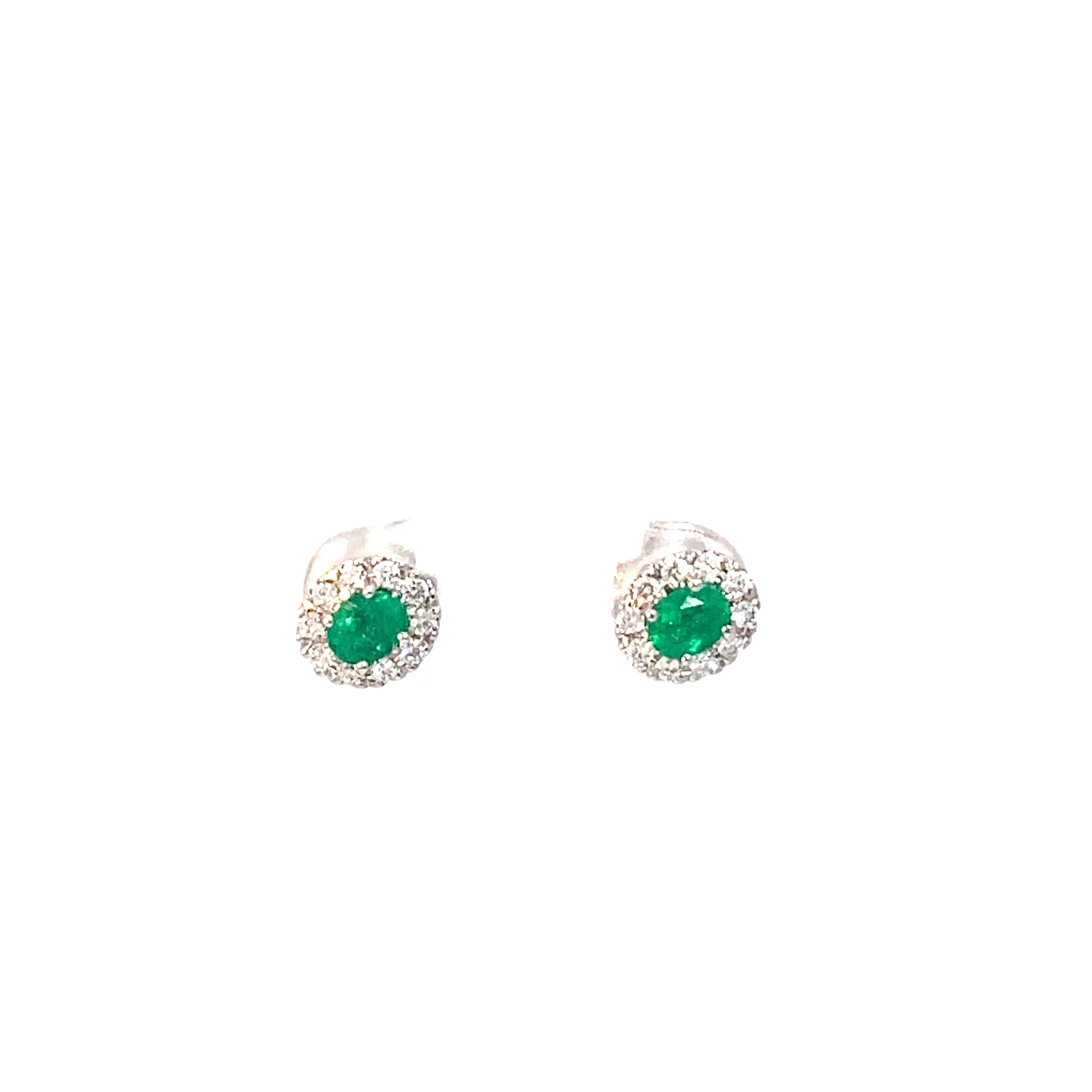 Panjshir Smaragd Brillant Halo Ohrstecker 750er Weissgold 0.47 ct 0.27 ct AAA+ schönste Smaragdfarbe forever