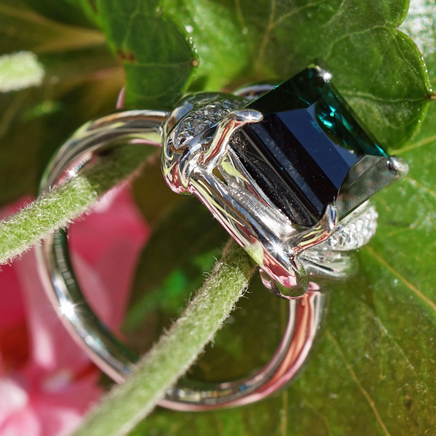 Indigolith Brillant Ring 900er Platin