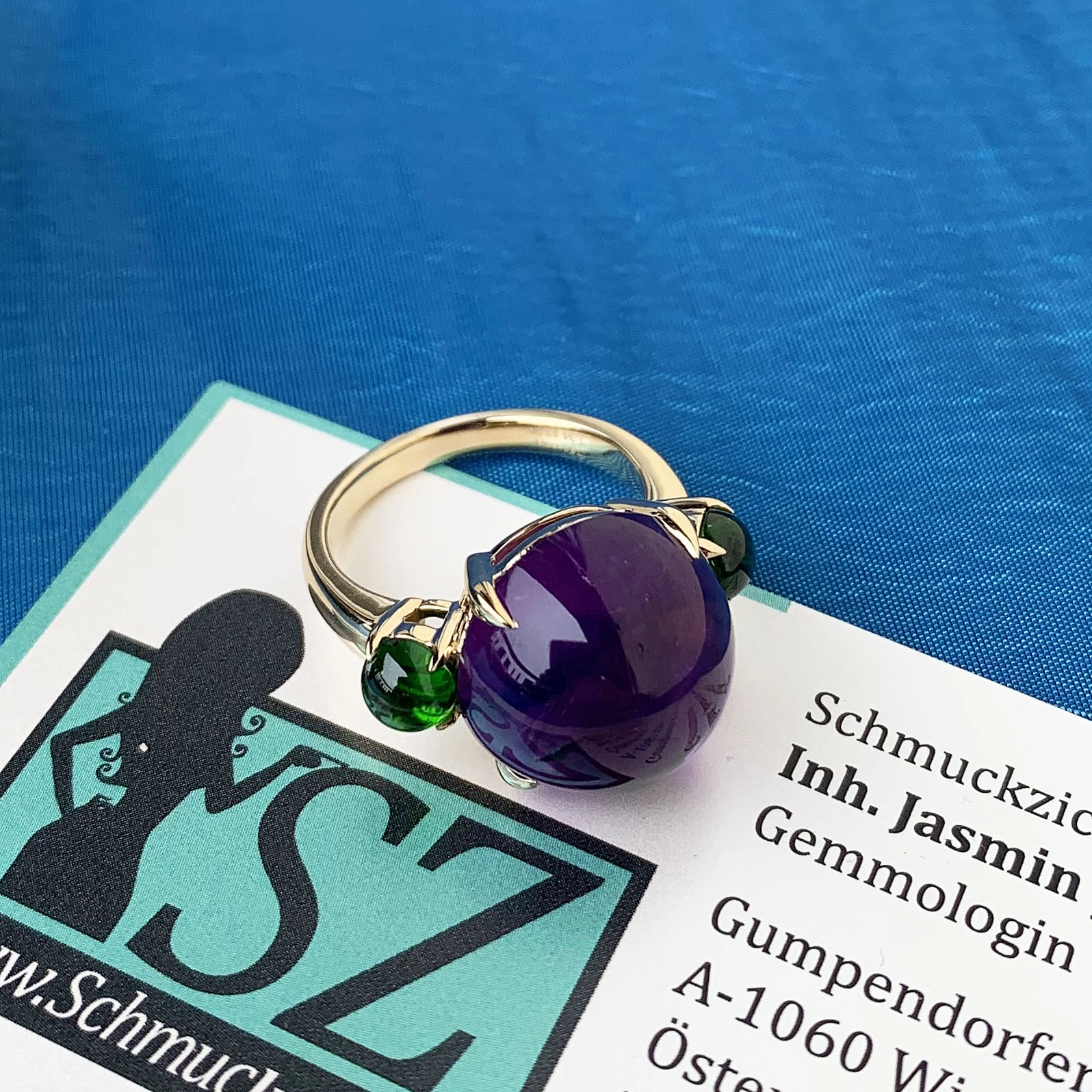 Amethyst Demantoid Ring 14 ct 1.34 ct 750er Gold Farbenflow Wow!