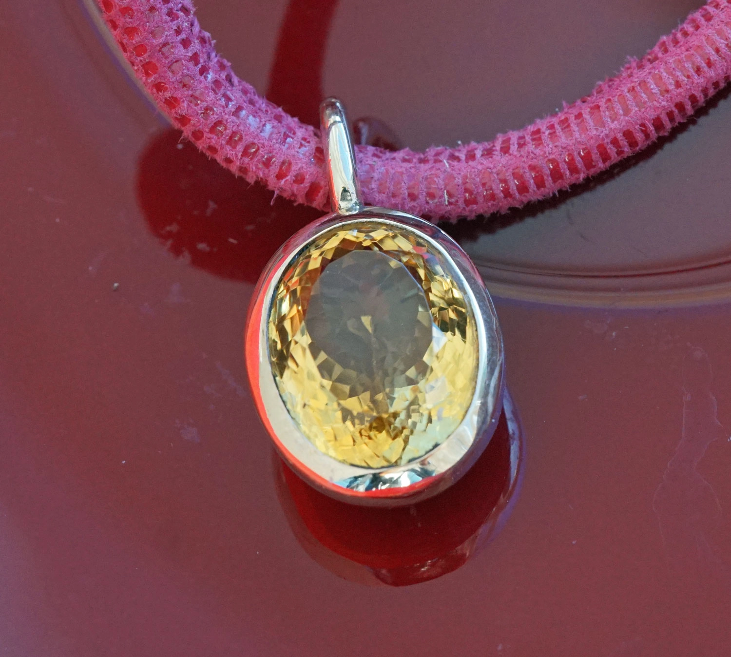 Citrin Anhänger 28,5 x 16 mm Very Gold 925er Silber rosevergoldet