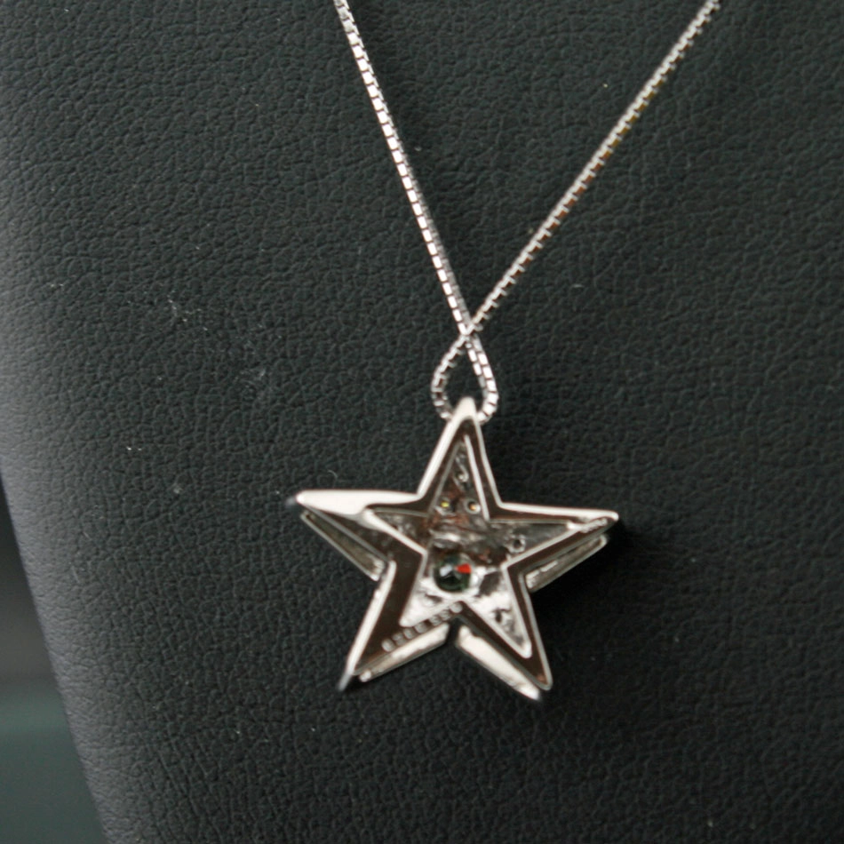 Diamant-Anhänger mit Kette-blau-weiß-900er-Platin