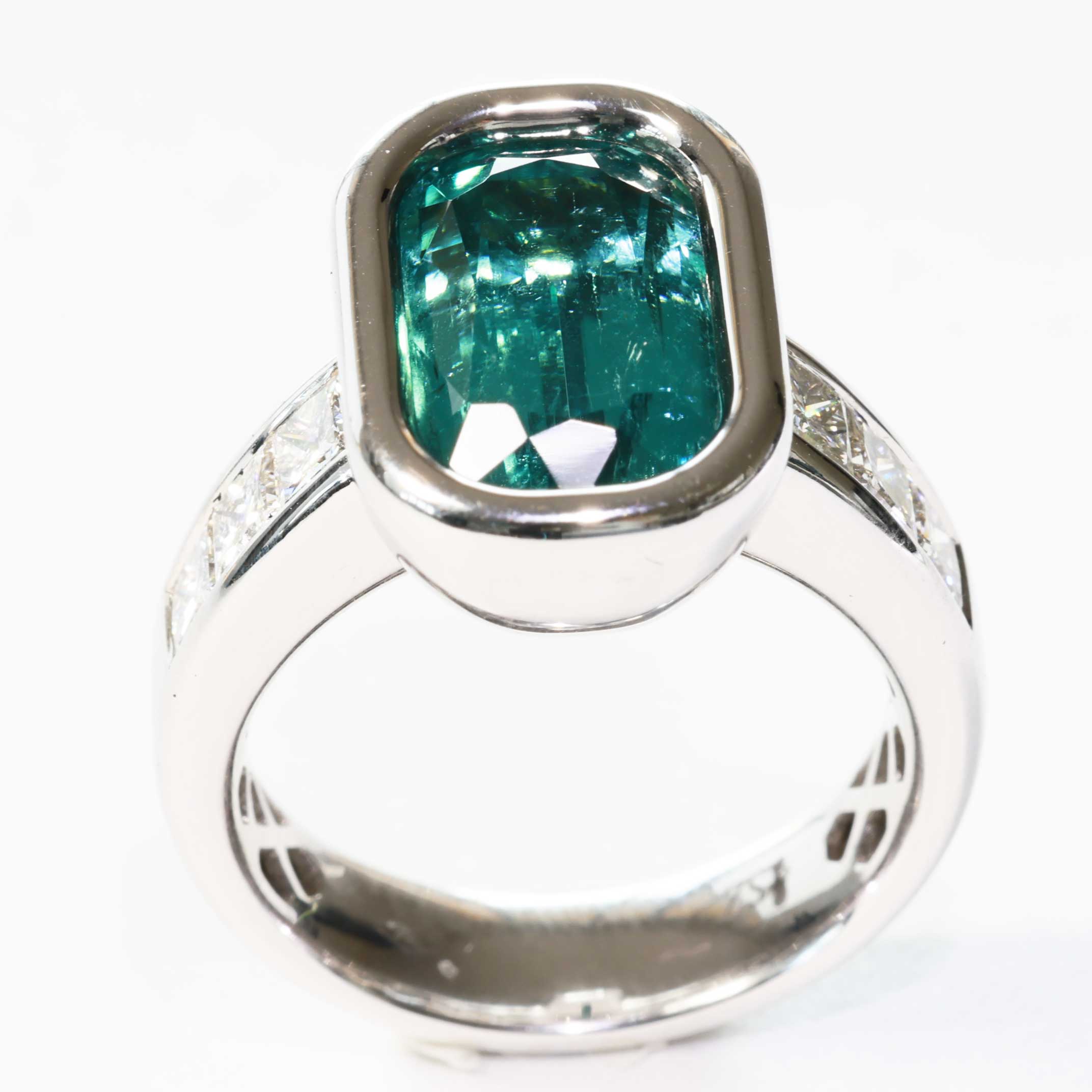  Neonblauer Turmalin Diamant Ring 750er Weissgold Afghanistan 8.05 ct Investment Edelstein selten
