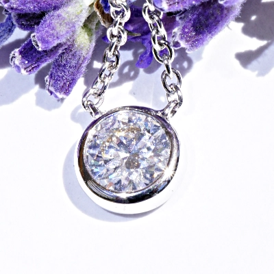 Brillant Collier rund 0.50 ct D hochfeines weiss SI1 5.09 - 5.15 x 3.05 mm GIA Gutachten 750er Weiss
