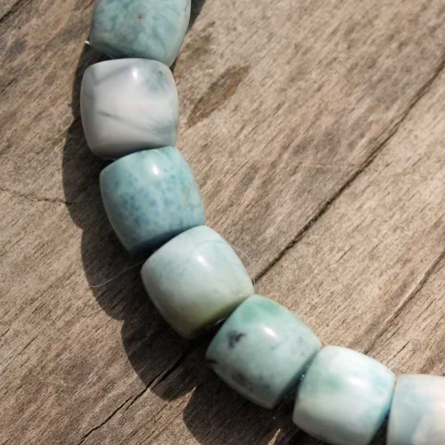 Larimar Armband Fassform elastisch 8 mm AAA-AA Atlantis Schmuckstein zum Anfassen