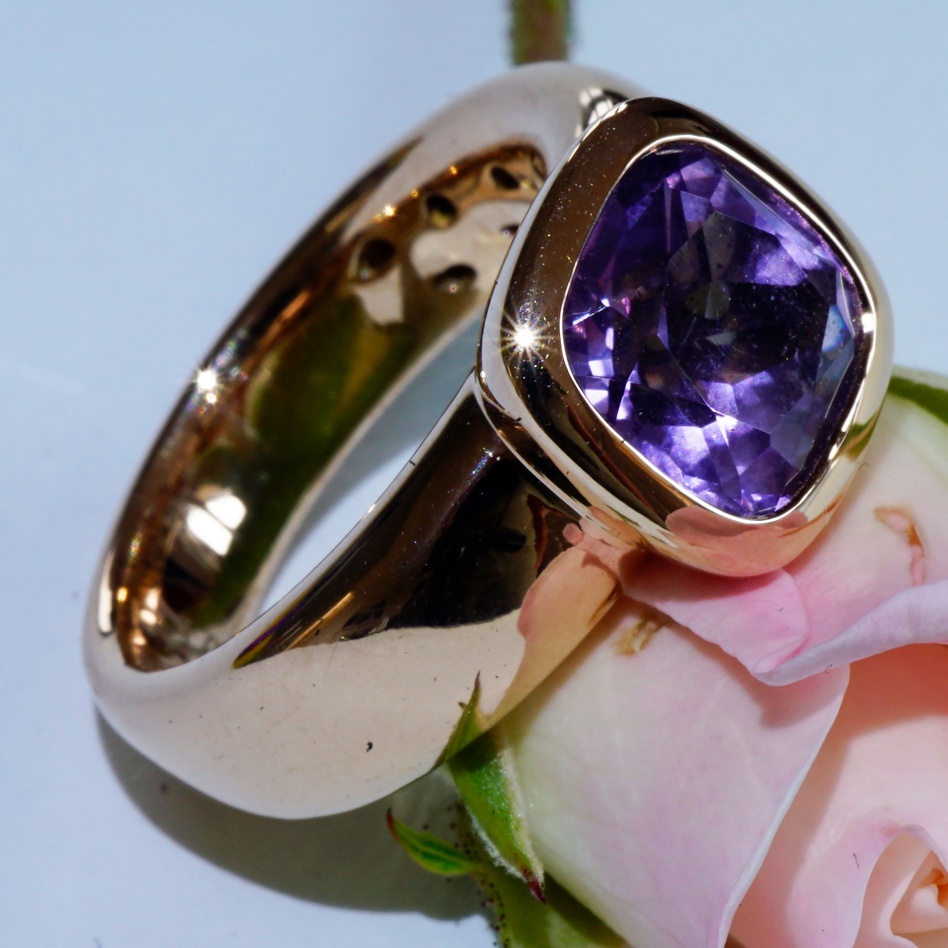 Amethyst Ring 750er Rosegold Valenza .....bella Italia....kleiner Kardinalring...so trendy
